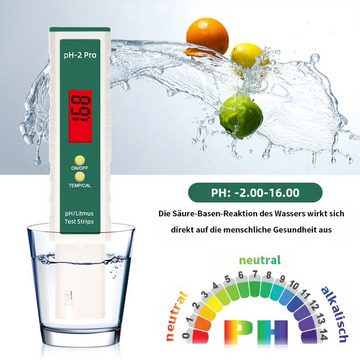 yozhiqu pH-Messgerät Digitaler pH-Meter mit hoher Genauigkeit für Hydrokultur, Aquarium, (1-tlg), Vier Modi, Multifunktion, LCD-Display, tragbar, Datenspeicherfunktion