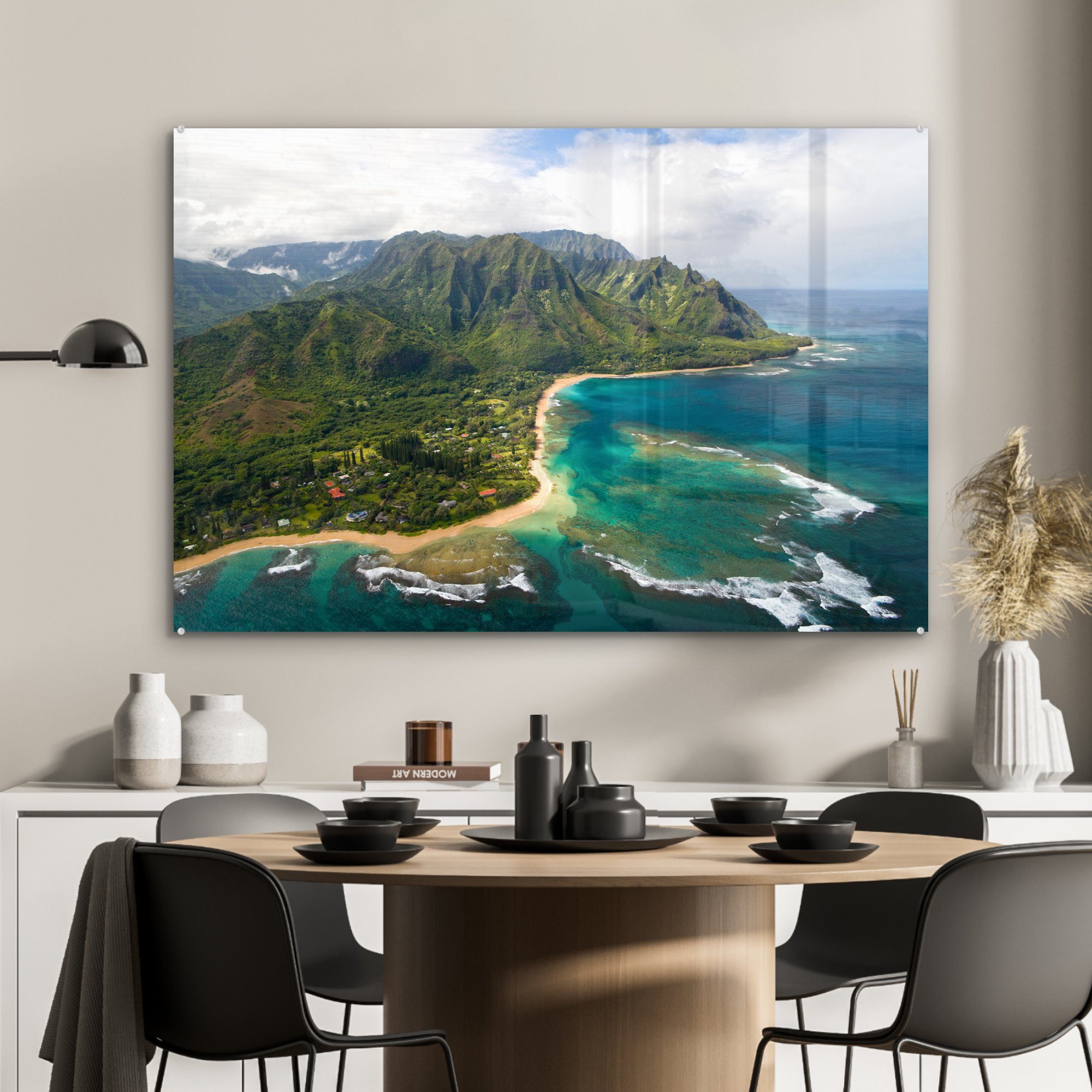 MuchoWow Acrylglasbild Ein Luftbild auf (1 von Wohnzimmer St), der Hawaii, Schlafzimmer Acrylglasbilder & Kauai Nordküste