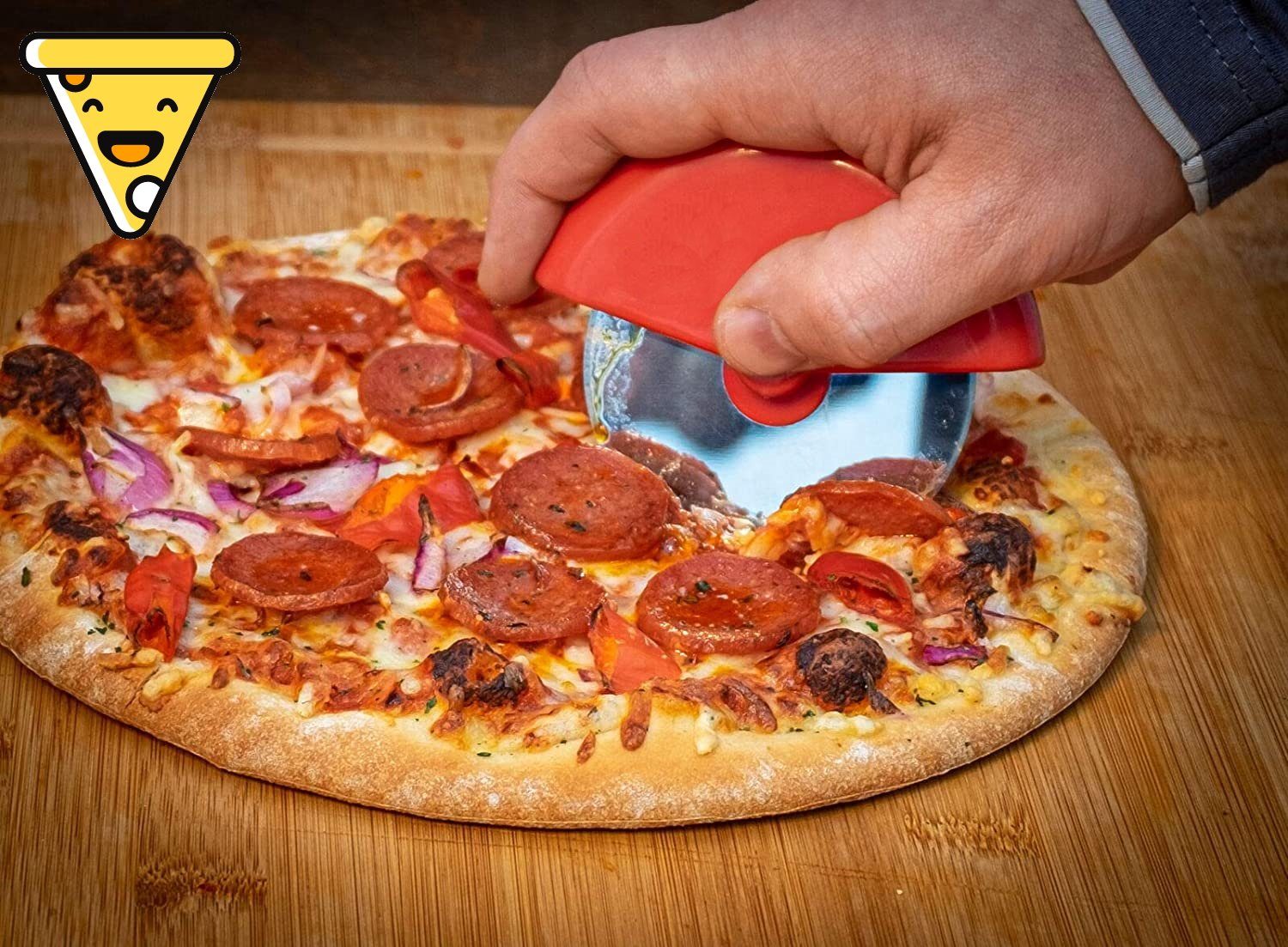MAVURA Rollmesser scharfer mit PizzaPilz Pizzamesser Pizzaschneider Klinge Pizzarad XXL Pizzacutter, spülmaschinenfest Edelstahl Pizzaroller