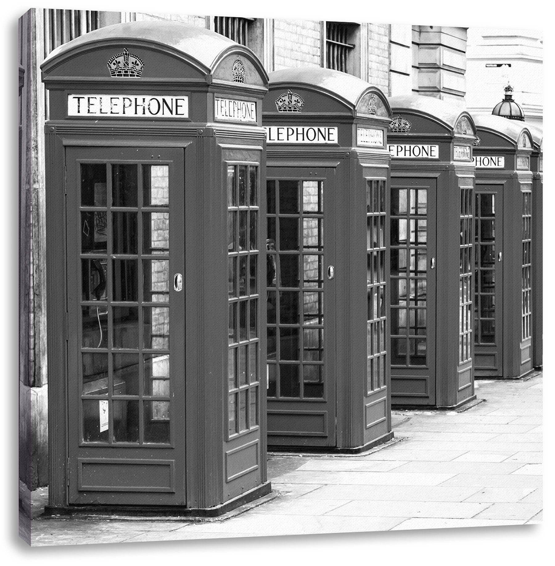 Pixxprint Leinwandbild Londoner Telefonzellen, Londoner bespannt, Zackenaufhänger Telefonzellen St), (1 inkl. Leinwandbild fertig