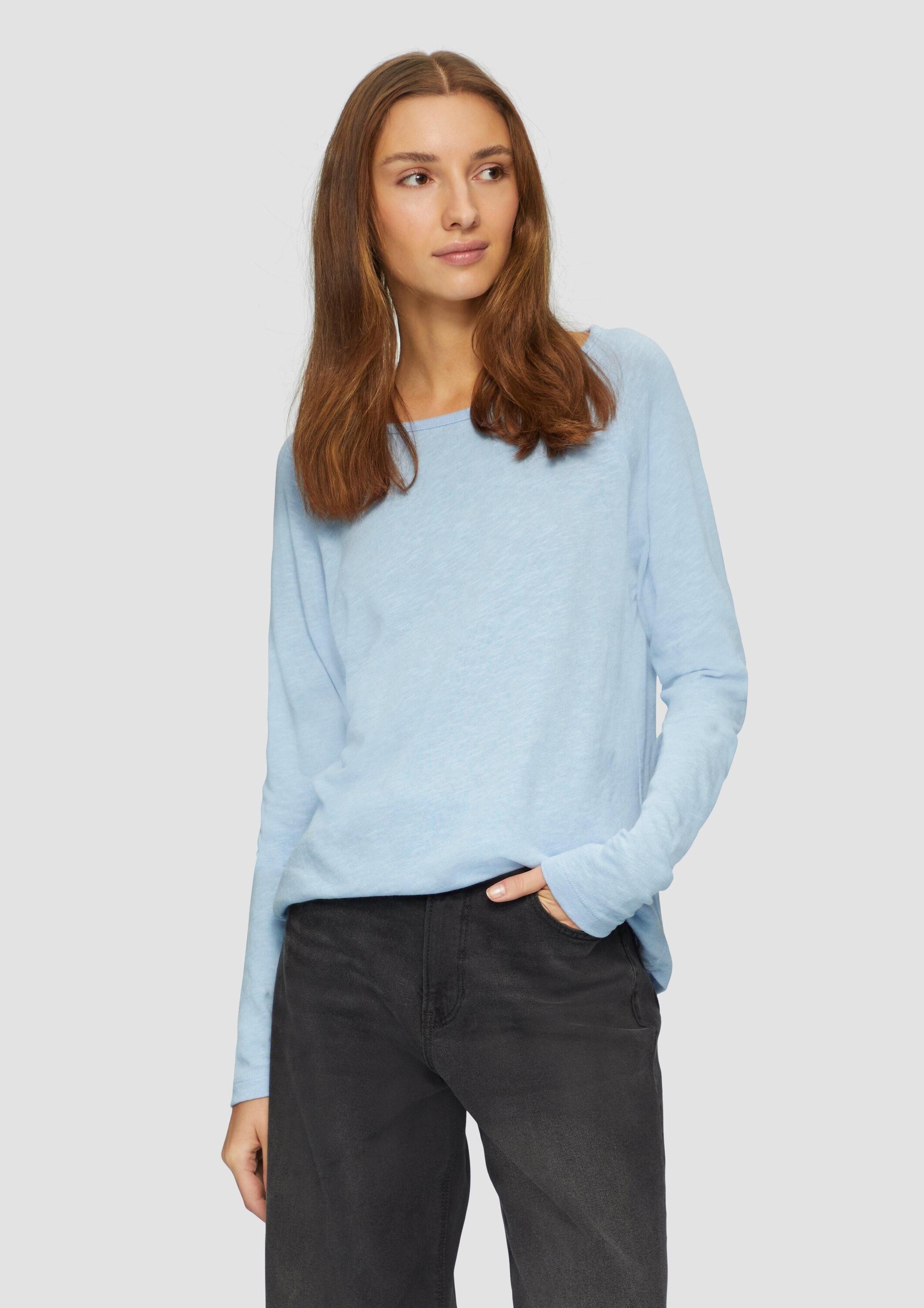 s.Oliver Langarmshirt T-Shirt Langarmshirt mit Raglanärmeln und Flammgarnst günstig online kaufen