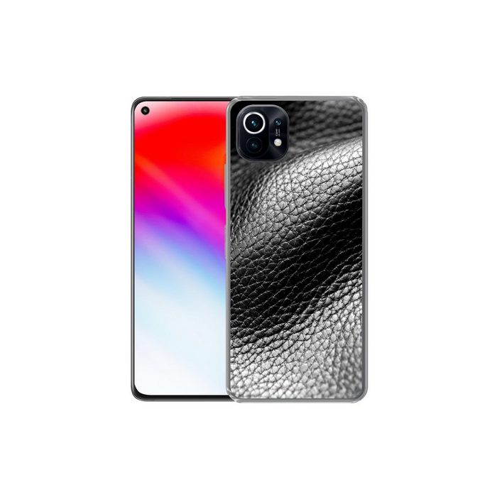 MuchoWow Handyhülle Leder - Textur - Schwarz - Hell Phone Case Handyhülle Xiaomi Mi 11 Silikon Schutzhülle