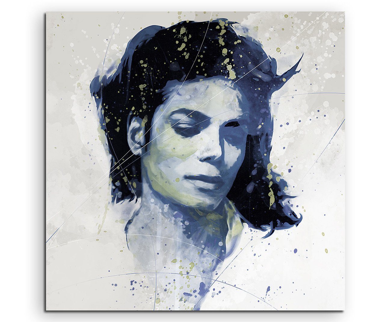 Sinus Art Leinwandbild Michael Jackson V Aqua 60x60cm Wandbild Aquarell Art