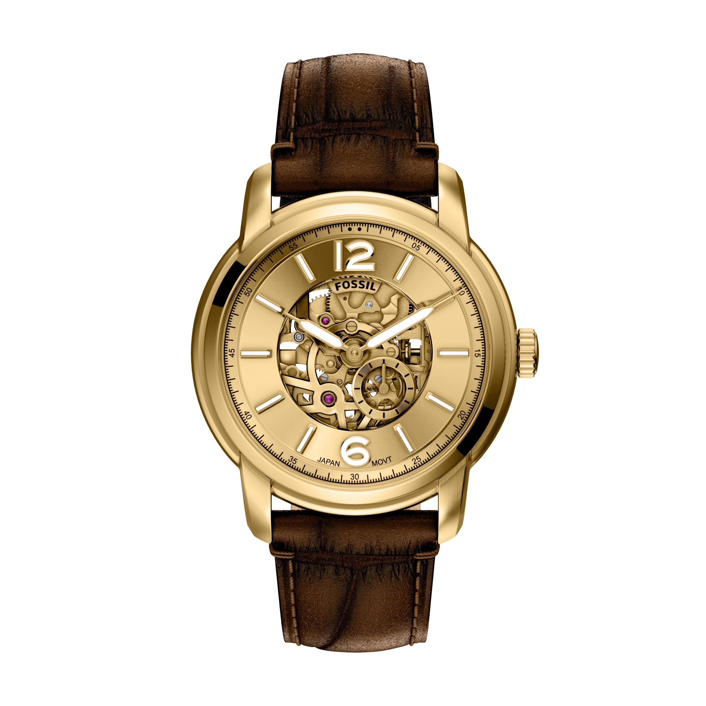 Fossil Automatikuhr HERITAGE ME3279, Armbanduhr, Herrenuhr, Mechanische Uhr, Lederarmband, analog