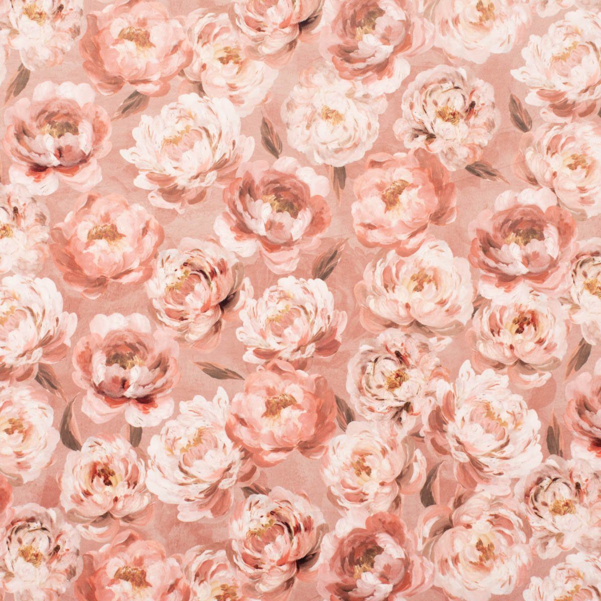 SCHÖNER LEBEN. Stoff Samtstoff Meterware Polsterstoff Deko Pfingstrosen rosa 1,40m, pflegeleicht