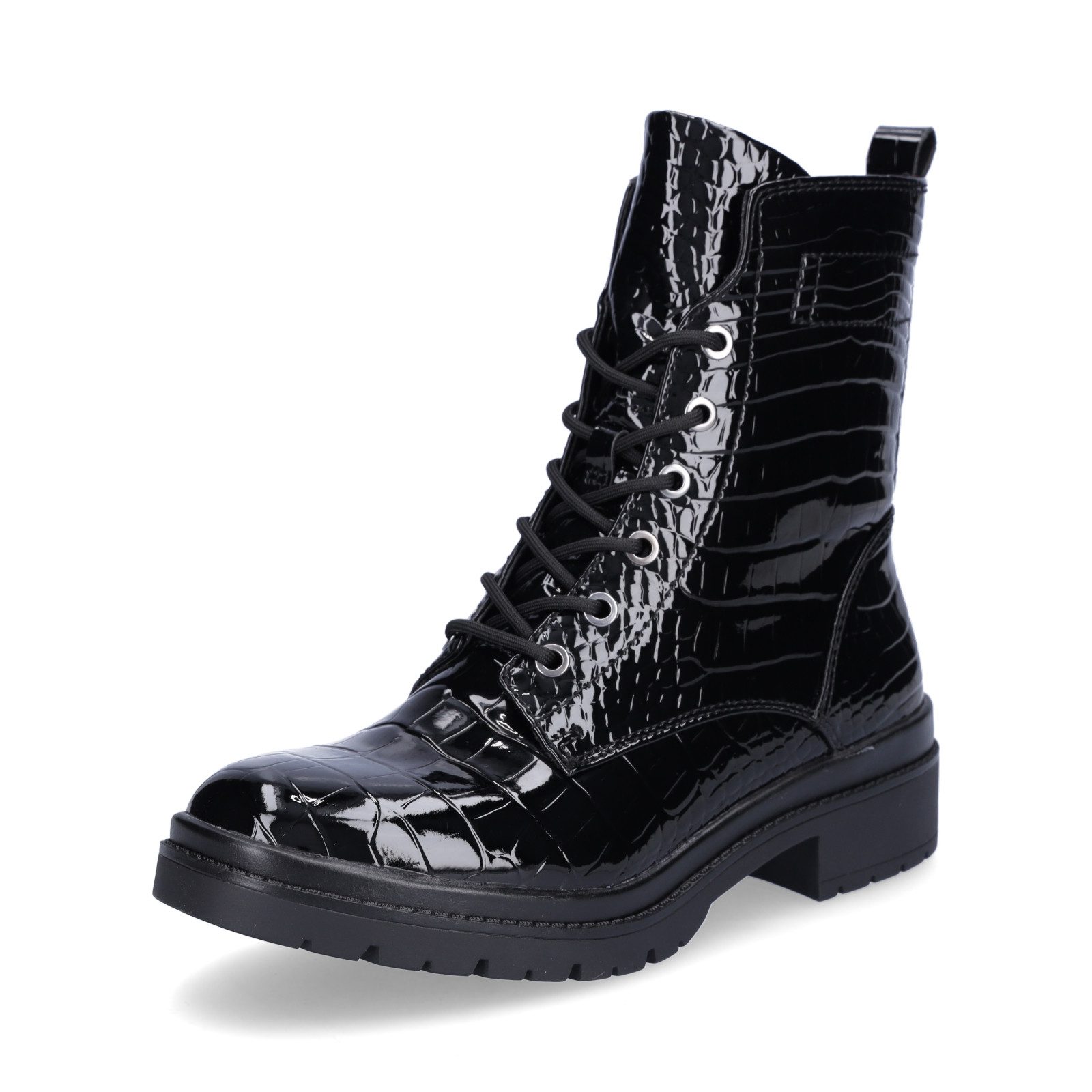 Tamaris Tamaris Damen Schnürboot schwarz croco Schnürboots günstig online kaufen