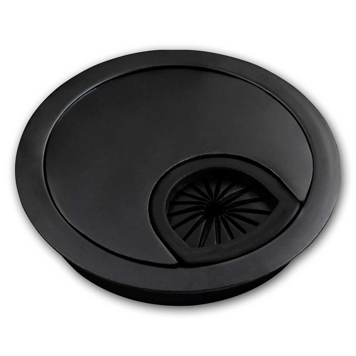 McPower Kabelkanal Kabeldurchführung WB-02, Metall, schwarz, Ø70mm
