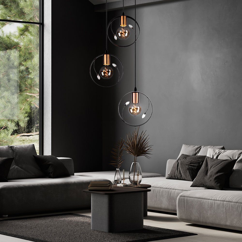 Decken Design Kristall Ring Warmweiß, Pendelleuchte, Hänge Pendel LED etc-shop Retro inklusive, Lampe Leuchtmittel