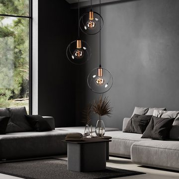 etc-shop Pendelleuchte, Leuchtmittel nicht inklusive, Retro Decken Hänge Lampe Ring Design Wohn Zimmer Kristall Pendel