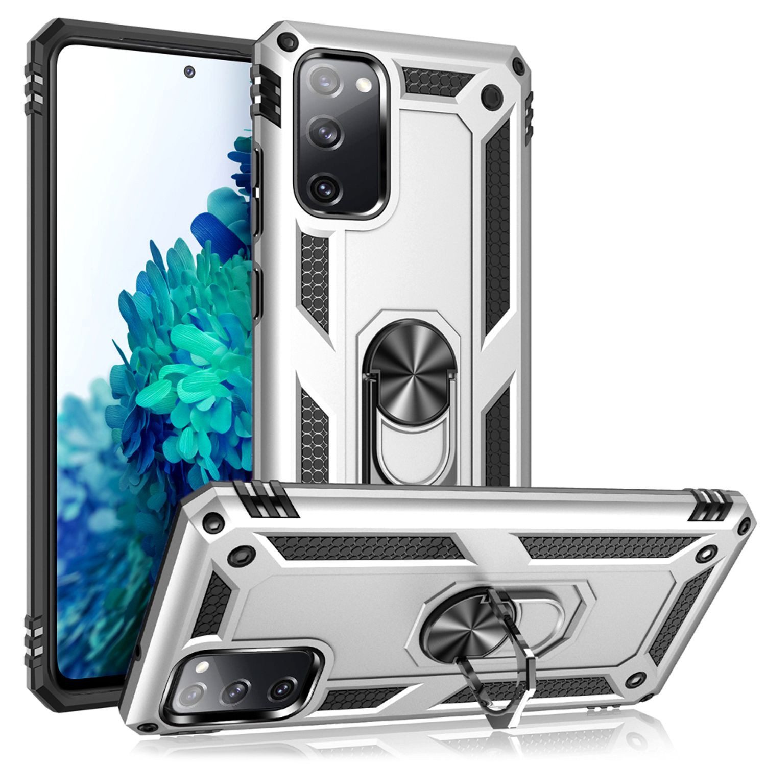 Nalia Smartphone-Hülle Samsung Galaxy S20 FE 16,5 cm (6,5 Zoll), Outdoor Military Style Hülle mit Ring / Extrem Schützend / Panzer Case