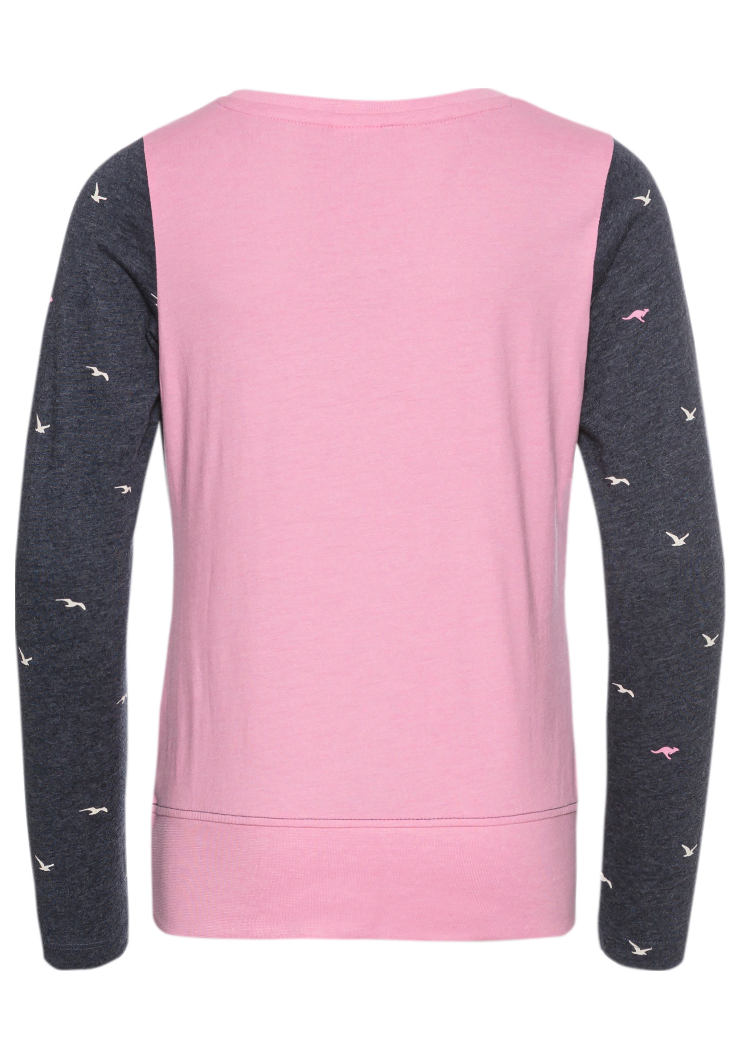 KangaROOS Langarmshirt Kangaroos-Allover Muster, mit Logo-Stickerei