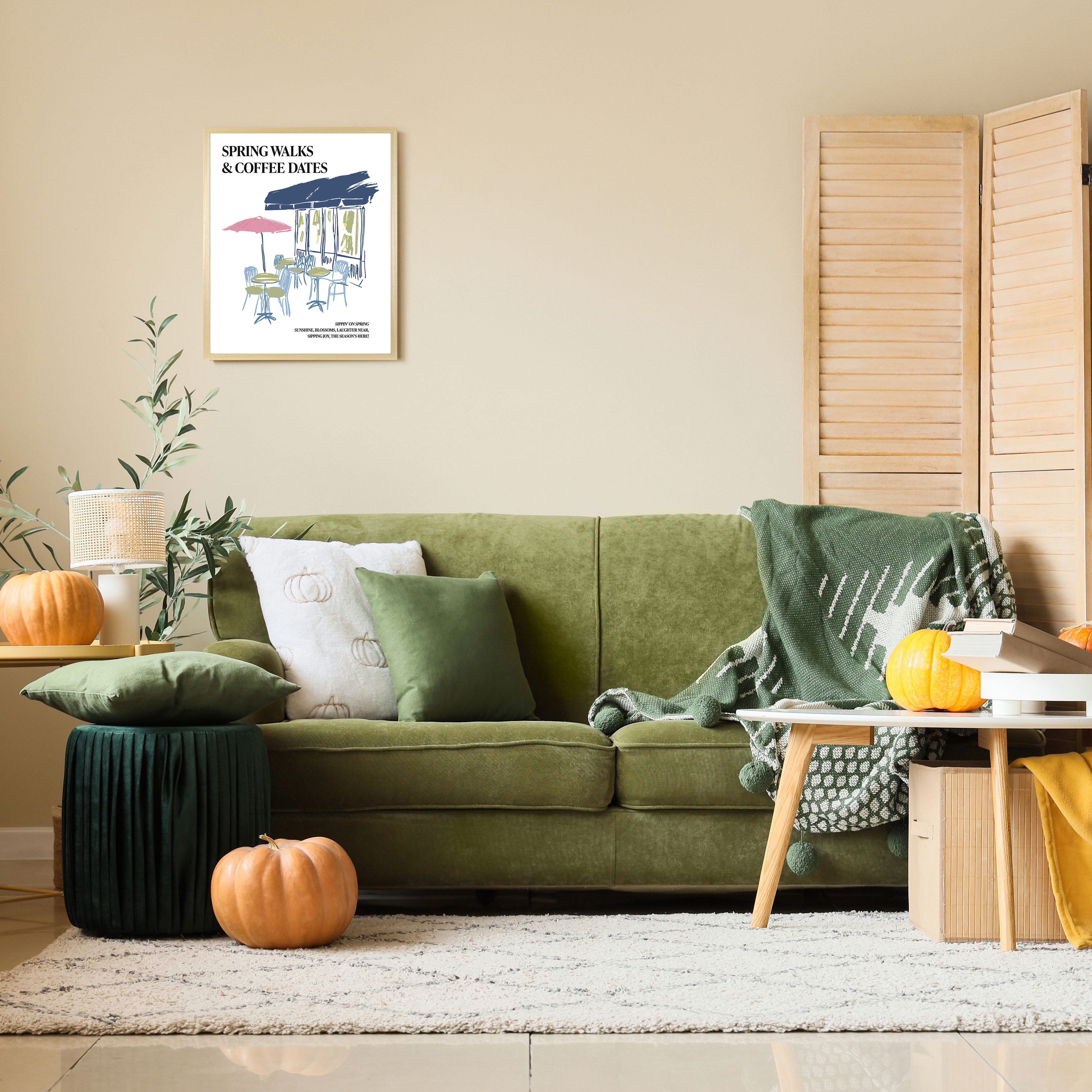 s.Oliver Kunstdruck Kleines Cafe mit Sonnenschirm, Cafe, Fashion, Gebäude, Kaffee, Kaffee Bilder, Kunst, Modebilder, Restaurant & Cafés, Romantisch, Schriftzug, Schriftzüge, Sprüche, Stadt (1 St), gerahmt, Rahmen aus Holz, Echtholz