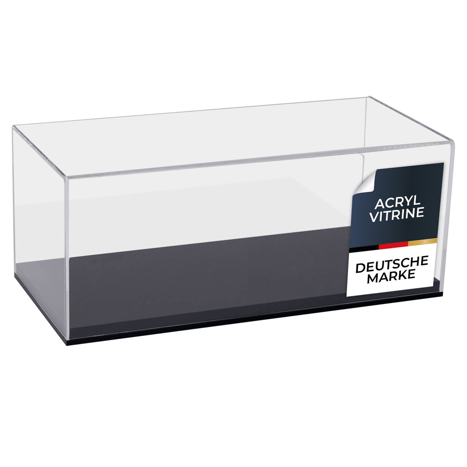 HMF Vitrine Elegante Acryl Vitrine, Ausstellungskasten für Sammelstücke Schaukasten für Modellautos, Figuren, 34 x 16 x 14 cm, transparent
