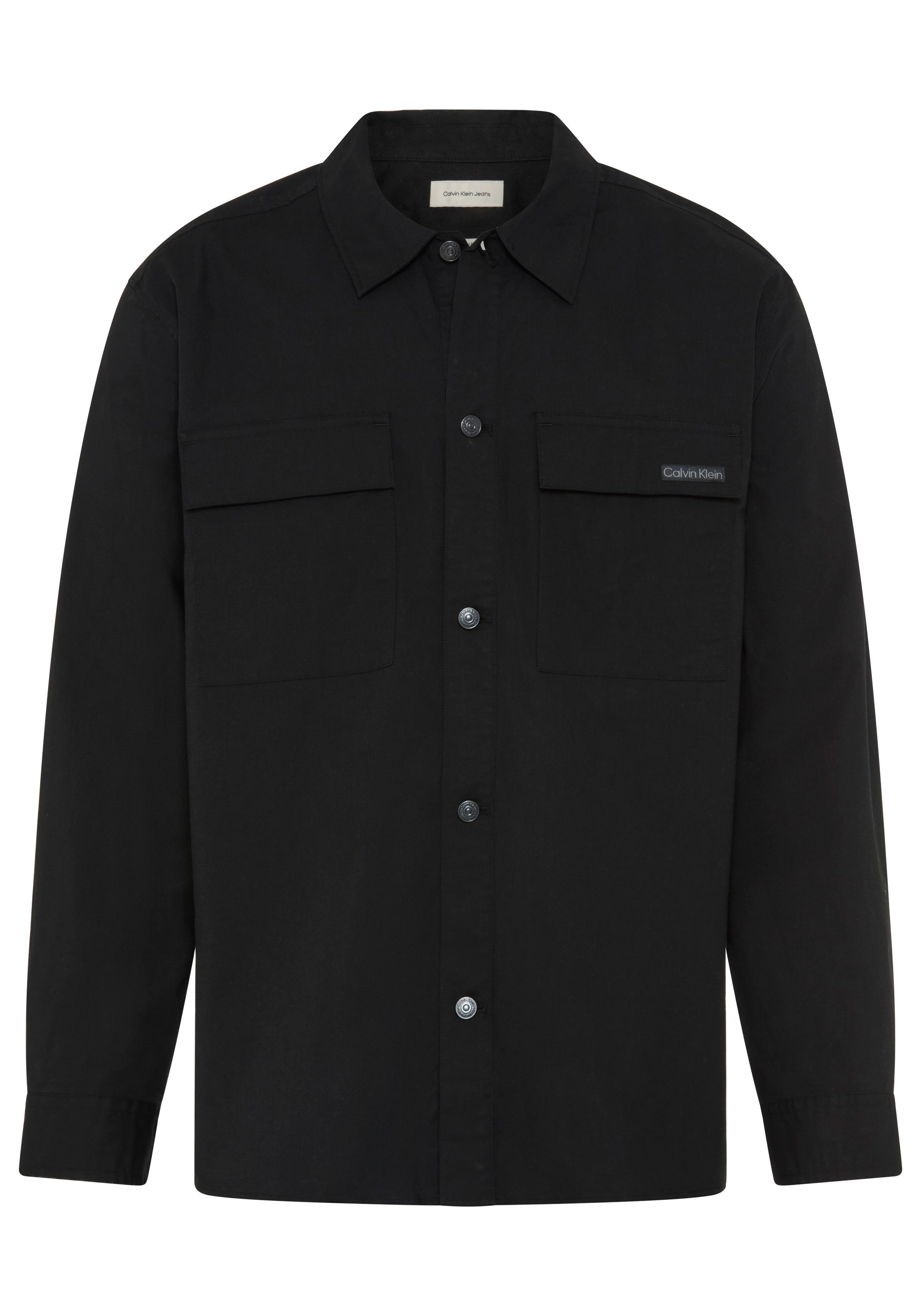 Calvin Klein Jeans Outdoorhemd Overshirt LS COTTON NYLON UTI bequeme Passform, Hemdkragen, Markenlabel