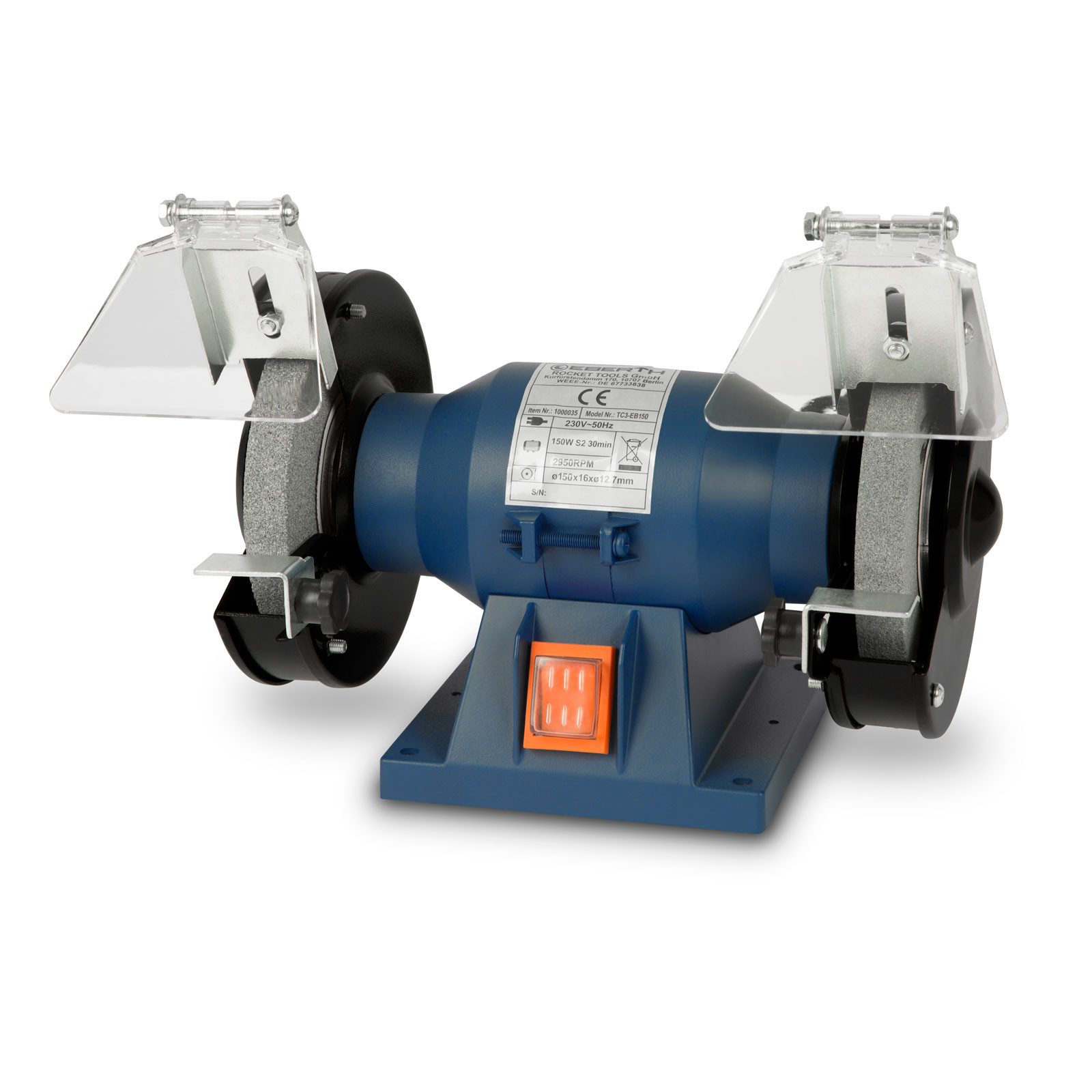 EBERTH Doppelschleifer Schleifbock Doppelschleifmaschine Elektrisch 150W, Grobe A36, max. 2950 U/min