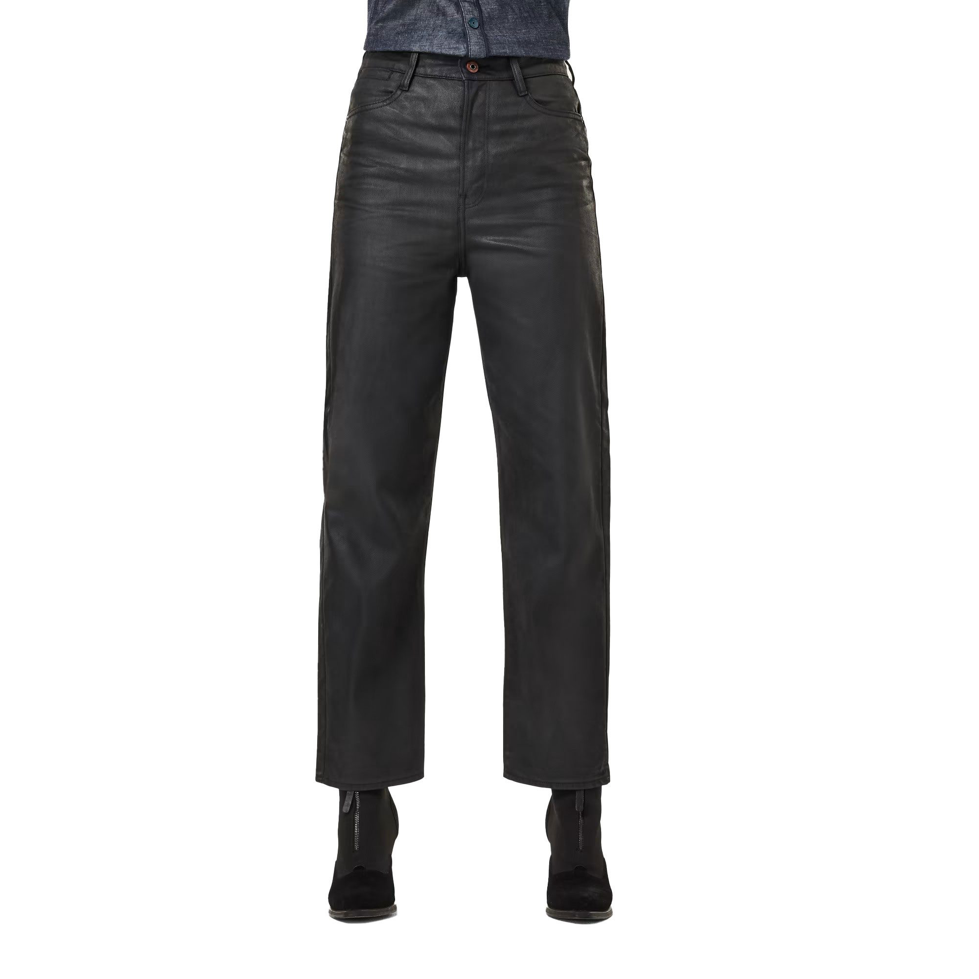 G-STAR Straight-Jeans edie Ultra High Straight Turn Up Ankle Selvedge Jeans Ultra High Waist