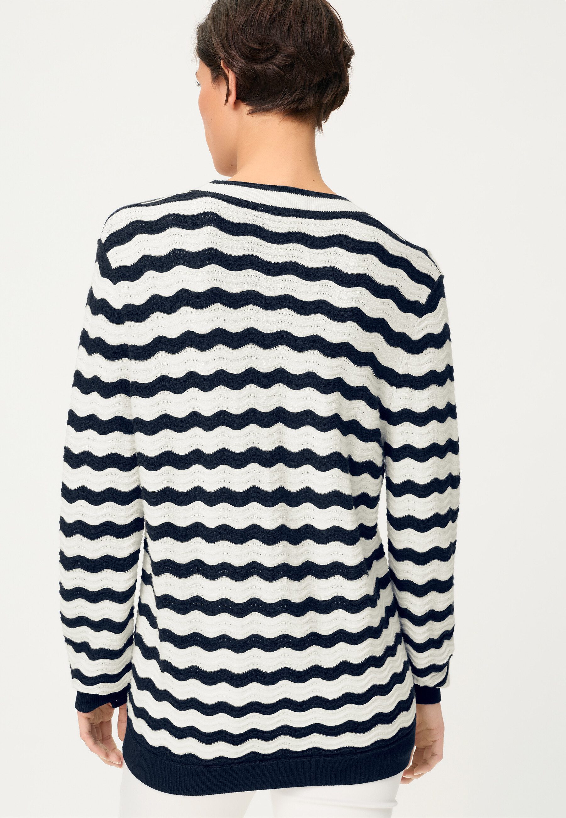 Olsen Strickpullover Pullover mit V-Ausschnitt und modernem Allover-Dessin