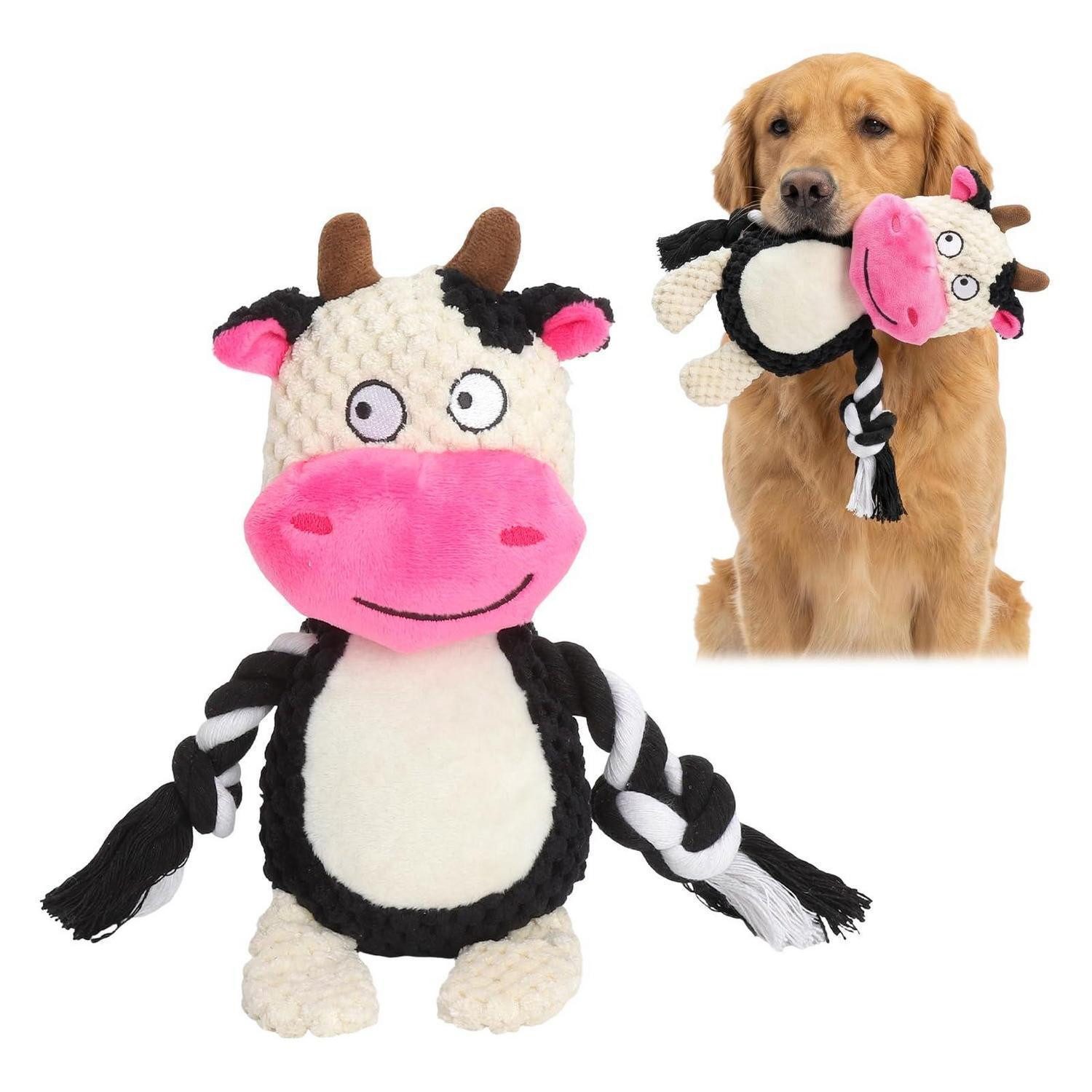 LuxusKollektion Tierkuscheltier Hundespielzeug Quietsch Plüsch mit Seil Zerr Zahnpflege, Textil, (1-tlg)