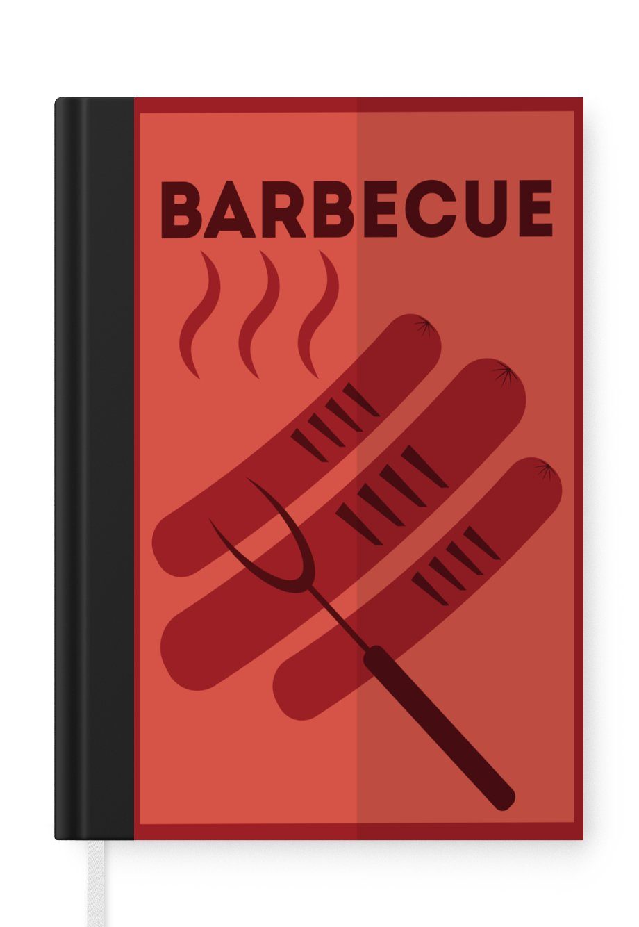 MuchoWow Notizbuch Barbecue Illustration mit Würstchen, Journal, Merkzettel, Tagebuch, Notizheft, A5, 98 Seiten, Haushaltsbuch