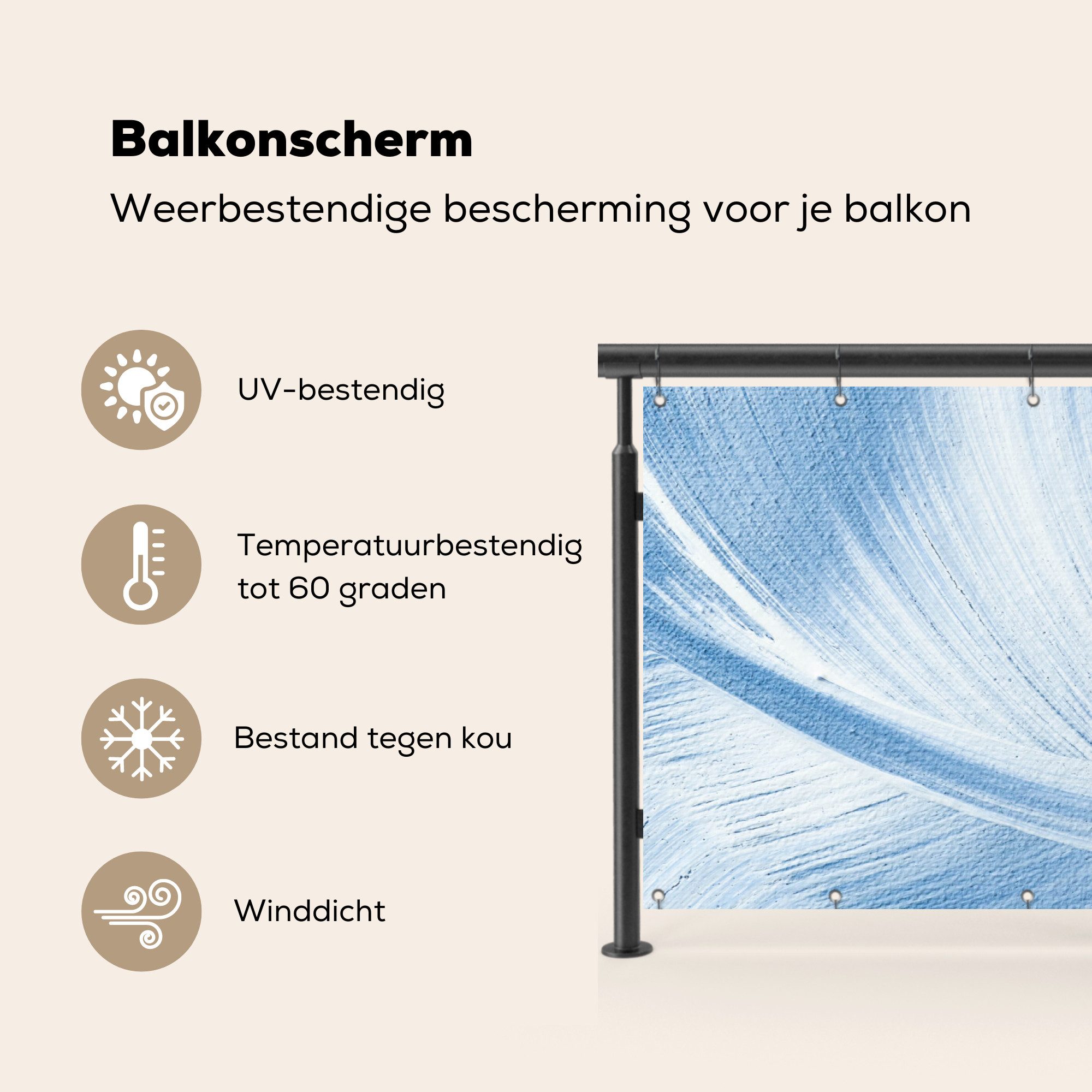 MuchoWow Balkonsichtschutz Blau - Acrylfarbe - Gestaltung (1-St) Balkon Sichtschutz 90x200, Windschutz für Zaun PVC, 200x90 cm
