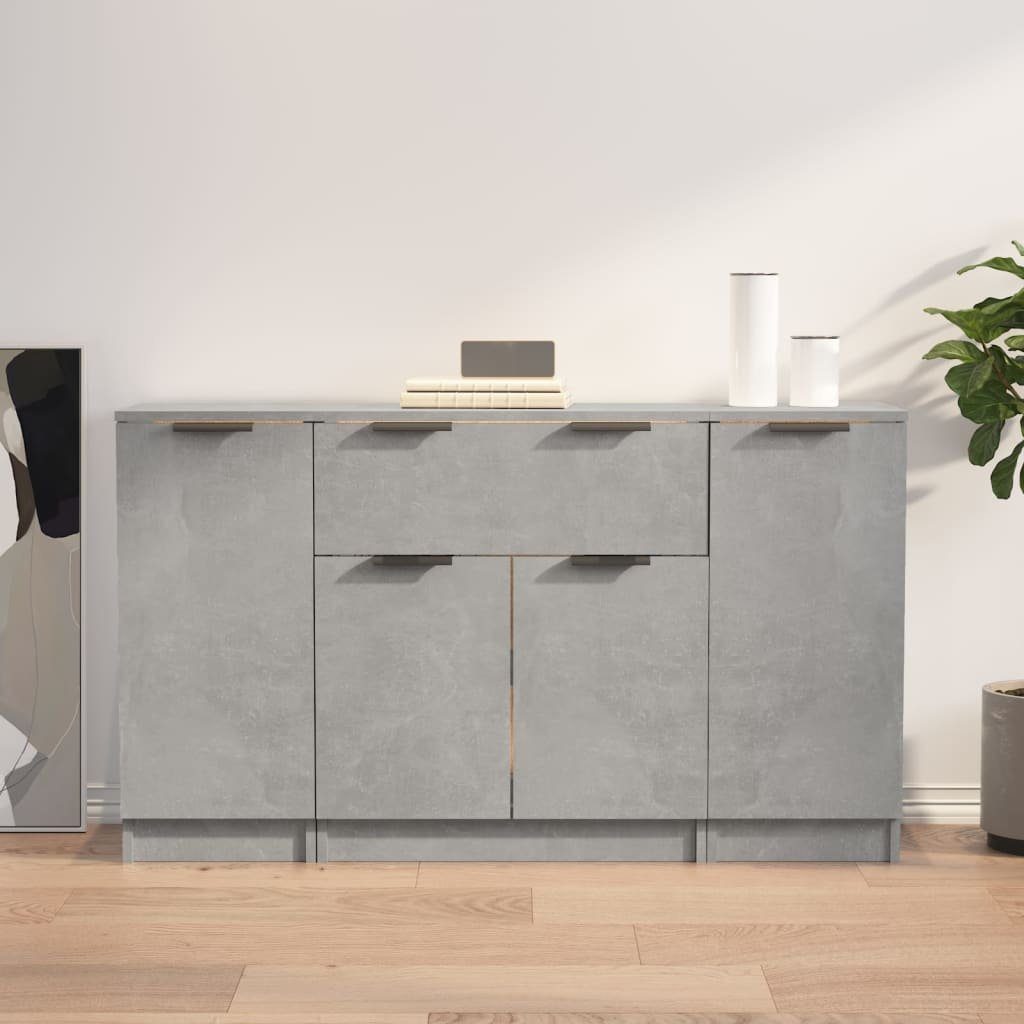 vidaXL Sideboard Sideboards 3 Stk. Betongrau Holzwerkstoff (3 St)
