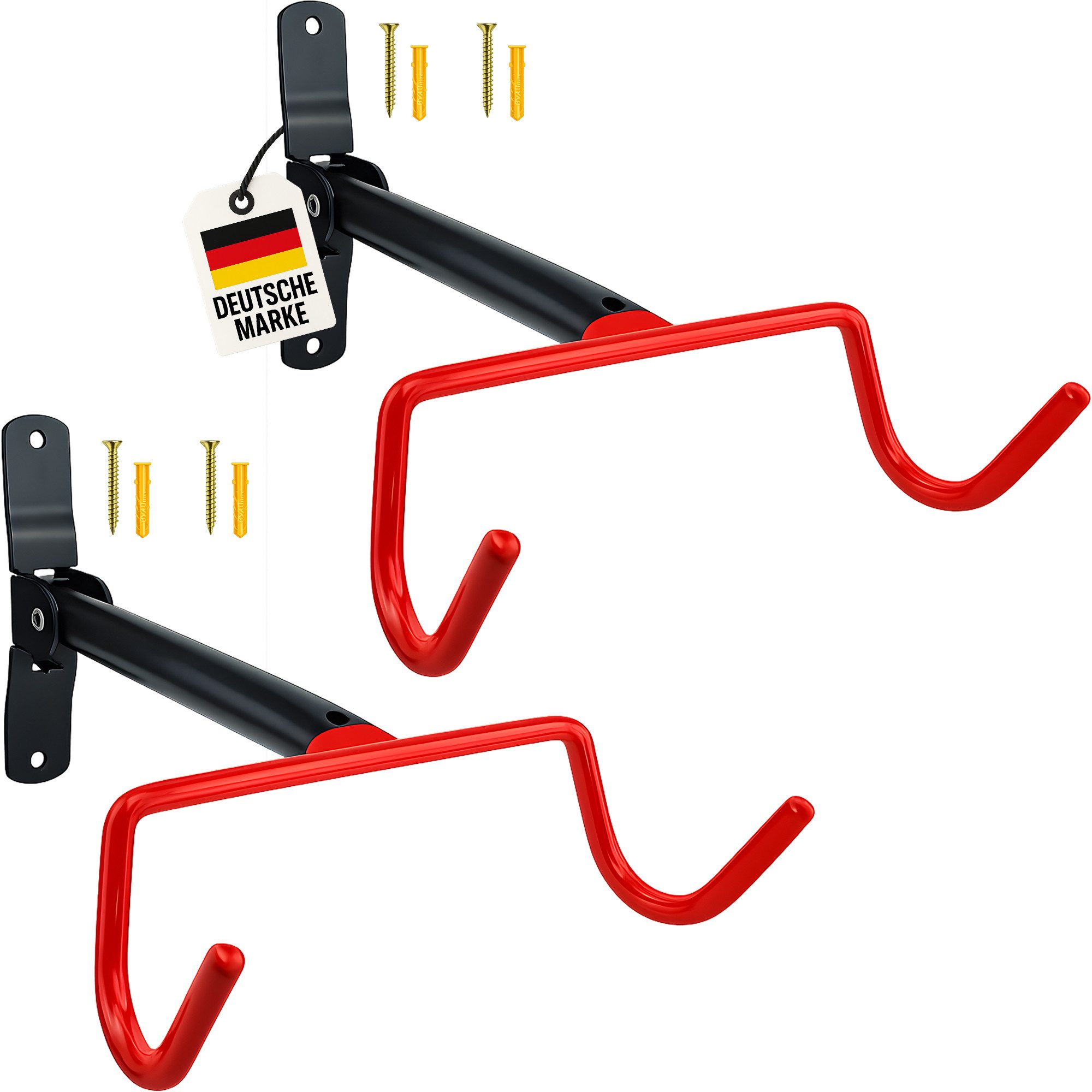 Wellgro Fahrradhalter 2x Wand Fahrradhalter - Stahl - Tragkraft bis 30 kg - Fahrradhalter