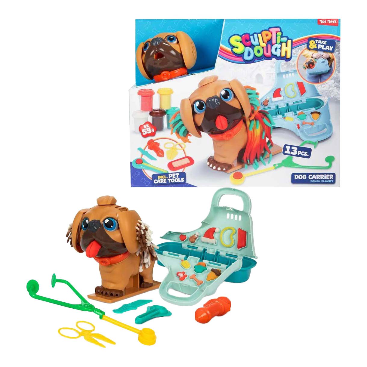Toi-Toys Knetsand SCULPTIDOUGH Knetset Tierarzt-Hund, 13-teiliges Zubehör für fantasievolles Rollenspiel
