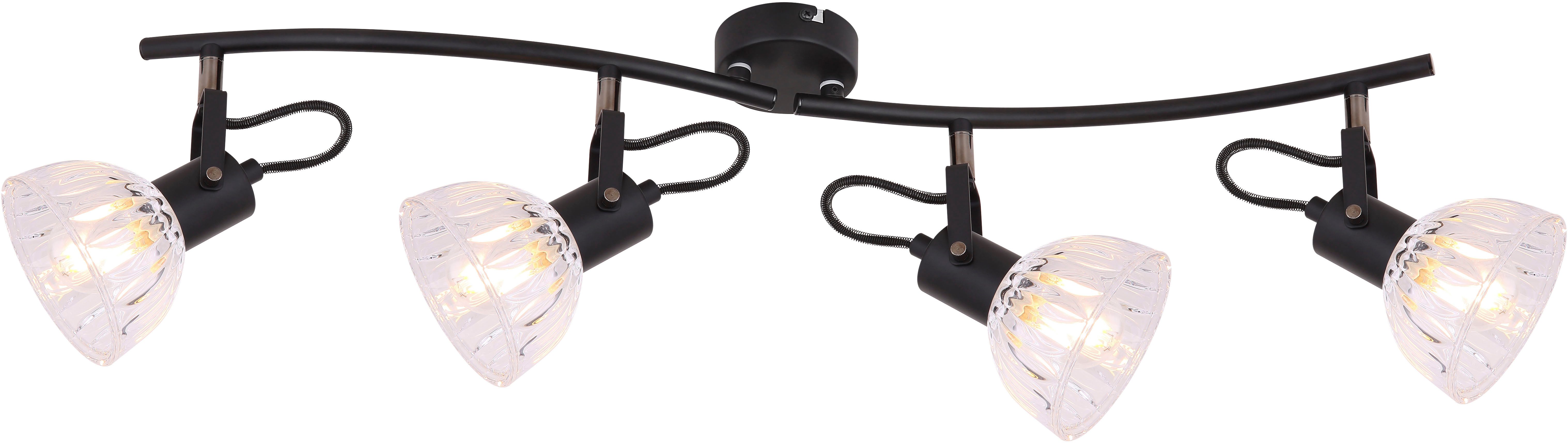 GLOBO LIGHTING Deckenspot VERNOLE, Leuchtmittel wechselbar, Schwarzer Strahler mit klarem Glas, beweglich, E14 4x40W