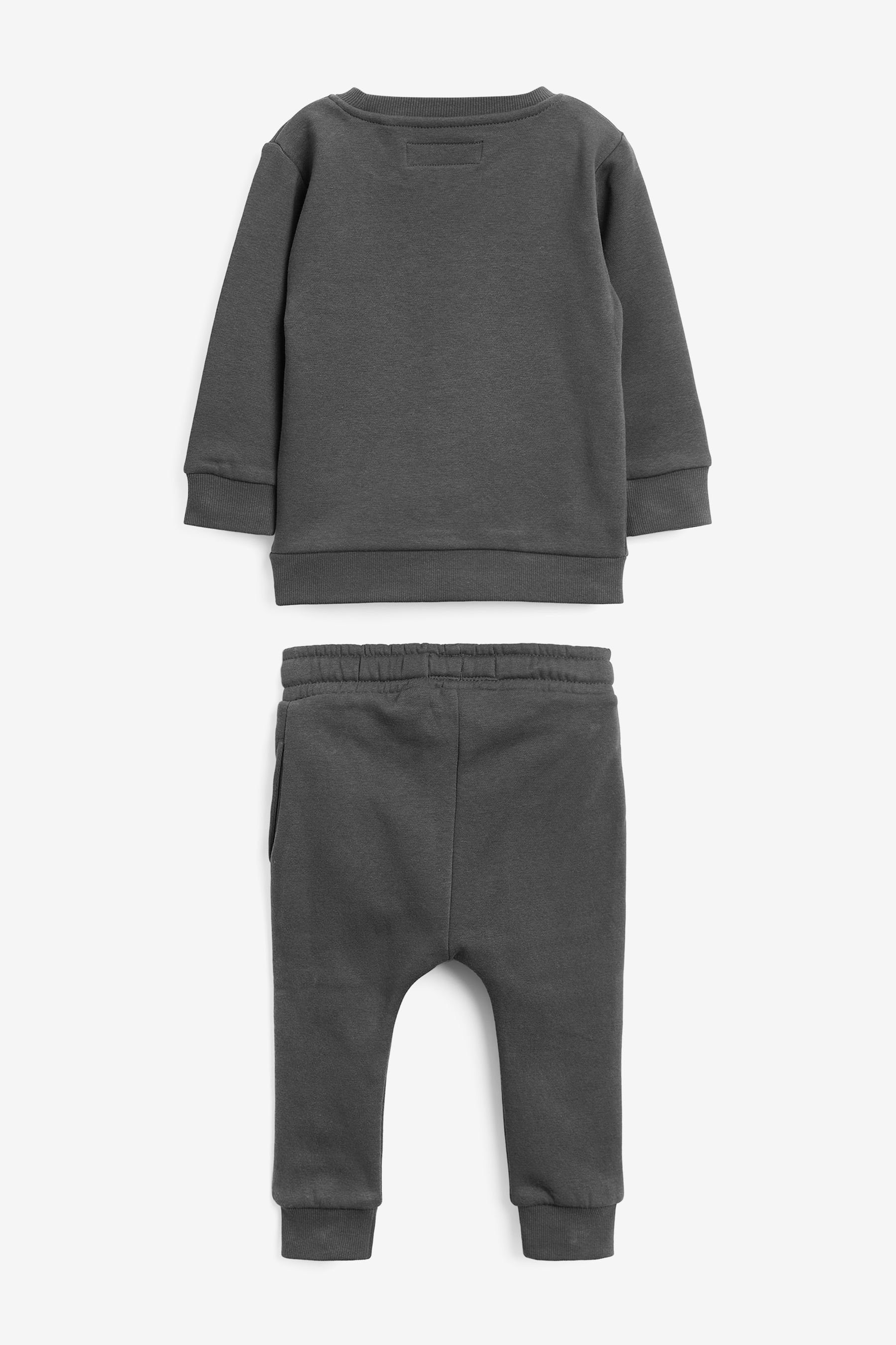 Jogginghose (2-tlg) Next Sweatanzug Set Rundhalspullover Grey Jersey Charcoal im und aus