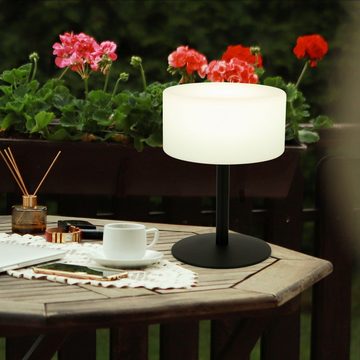 etc-shop Außen-Tischleuchte, LED-Leuchtmittel fest verbaut, Warmweiß, LED Tischlampe Outdoor aufladbar Garten Akku Außen