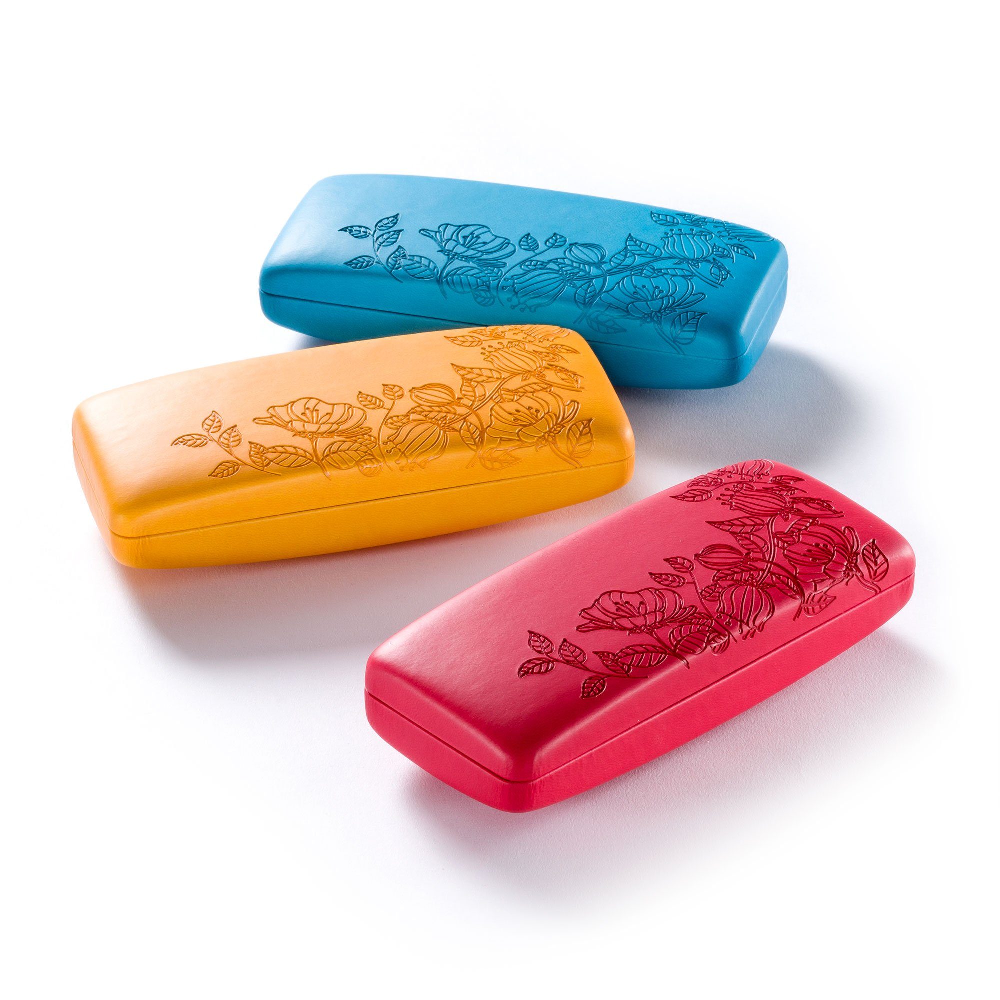 FEFI Brillenetui Hardcase im geprägten Blumen-Design, inklusive Mikrofasertuch