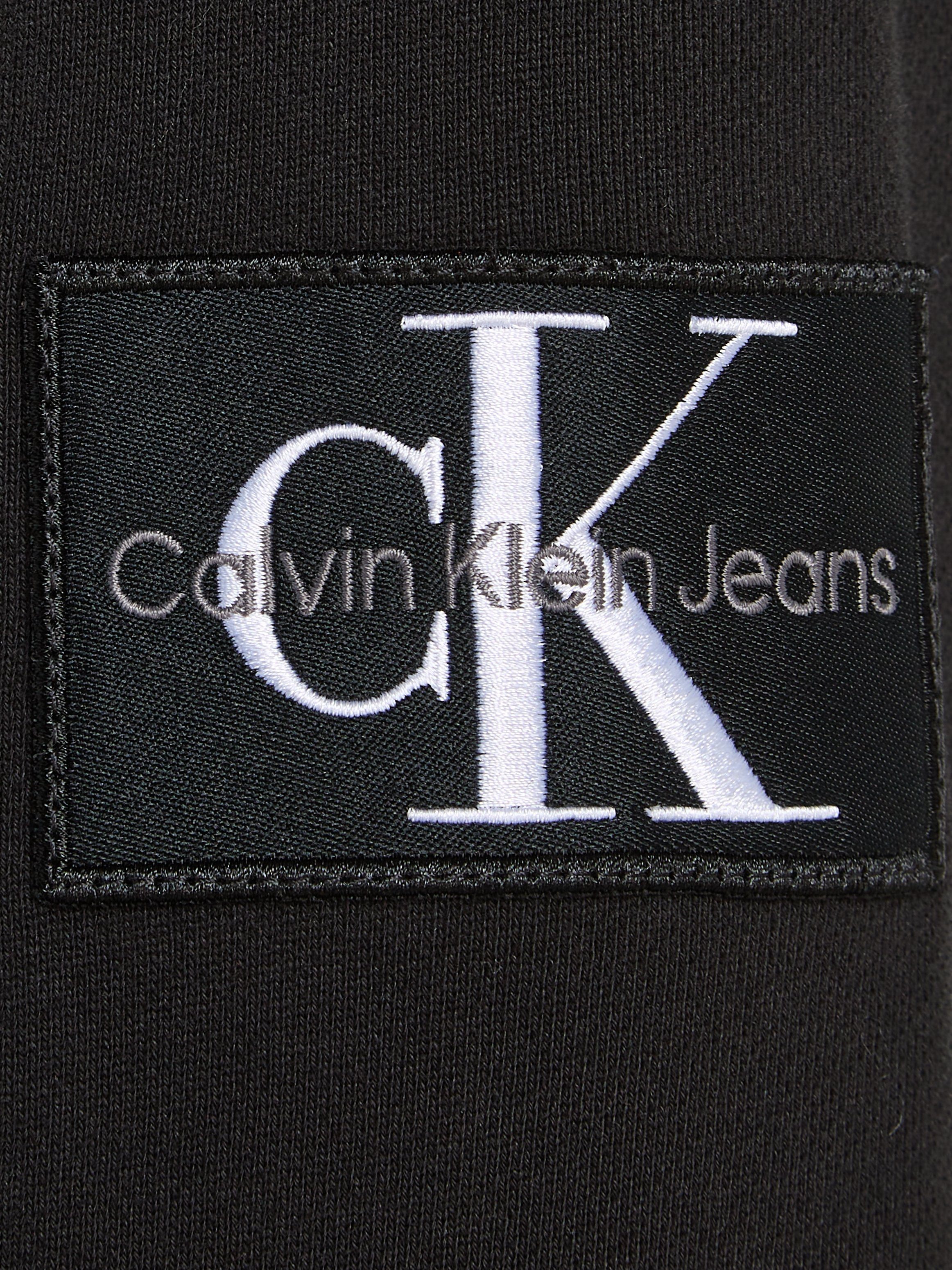 mit BADGE Jeans CREW Calvin schwarz Logopatch Klein NECK Sweatshirt