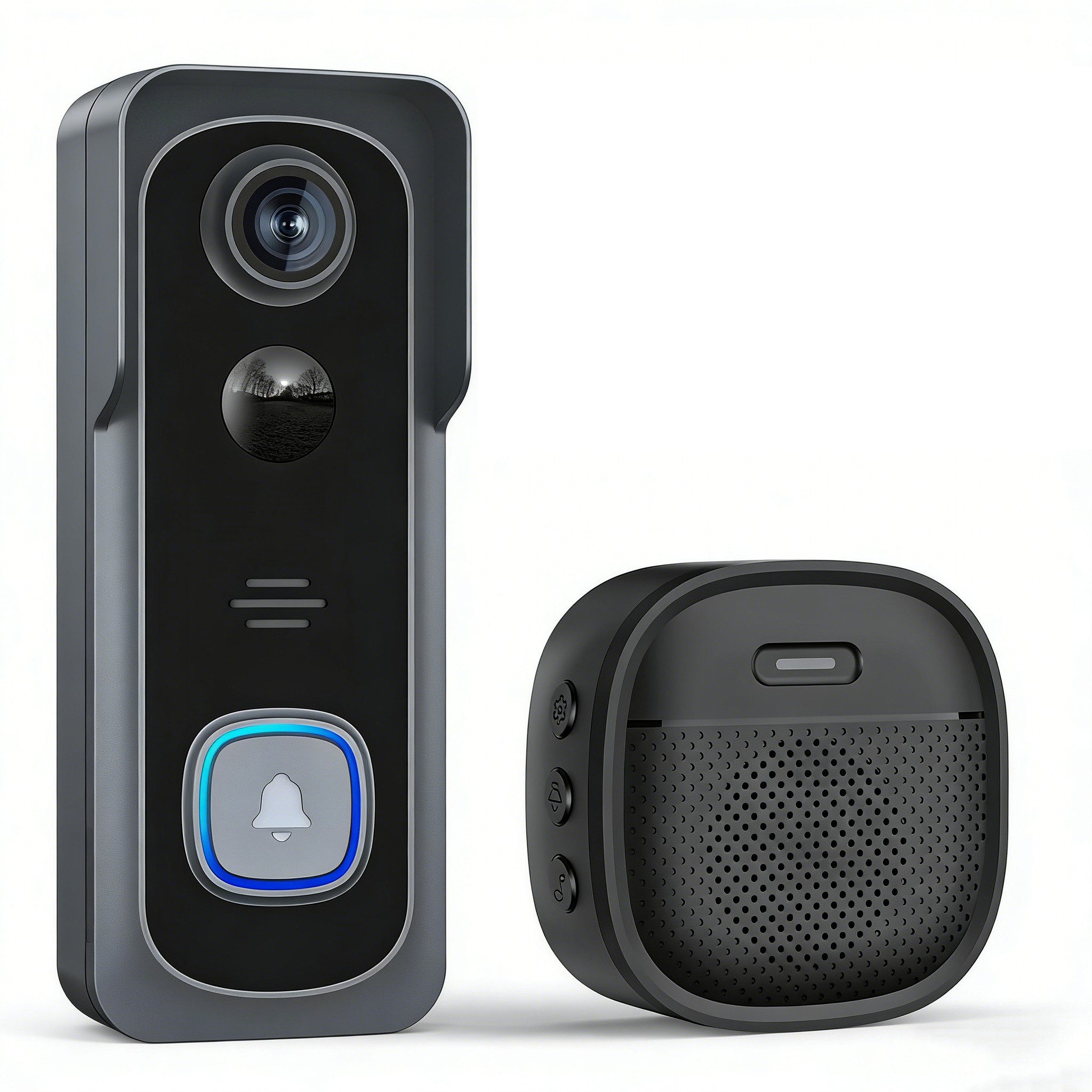 TWUFY Smart Home Türklingel WLAN Video Türsprechanlage mit HD Kamera (Außenbereich, außen, Aussen, Nachtsicht, PIR Bewegungserkennung, 2-Wege-Audio, mit Chime, 1-tlg., 166° Weitwinkel, Kabellos mit IP65, Alarm & 2,4-GHz-WLAN, Außenbereich, 2K Full HD, Color Night Vision)