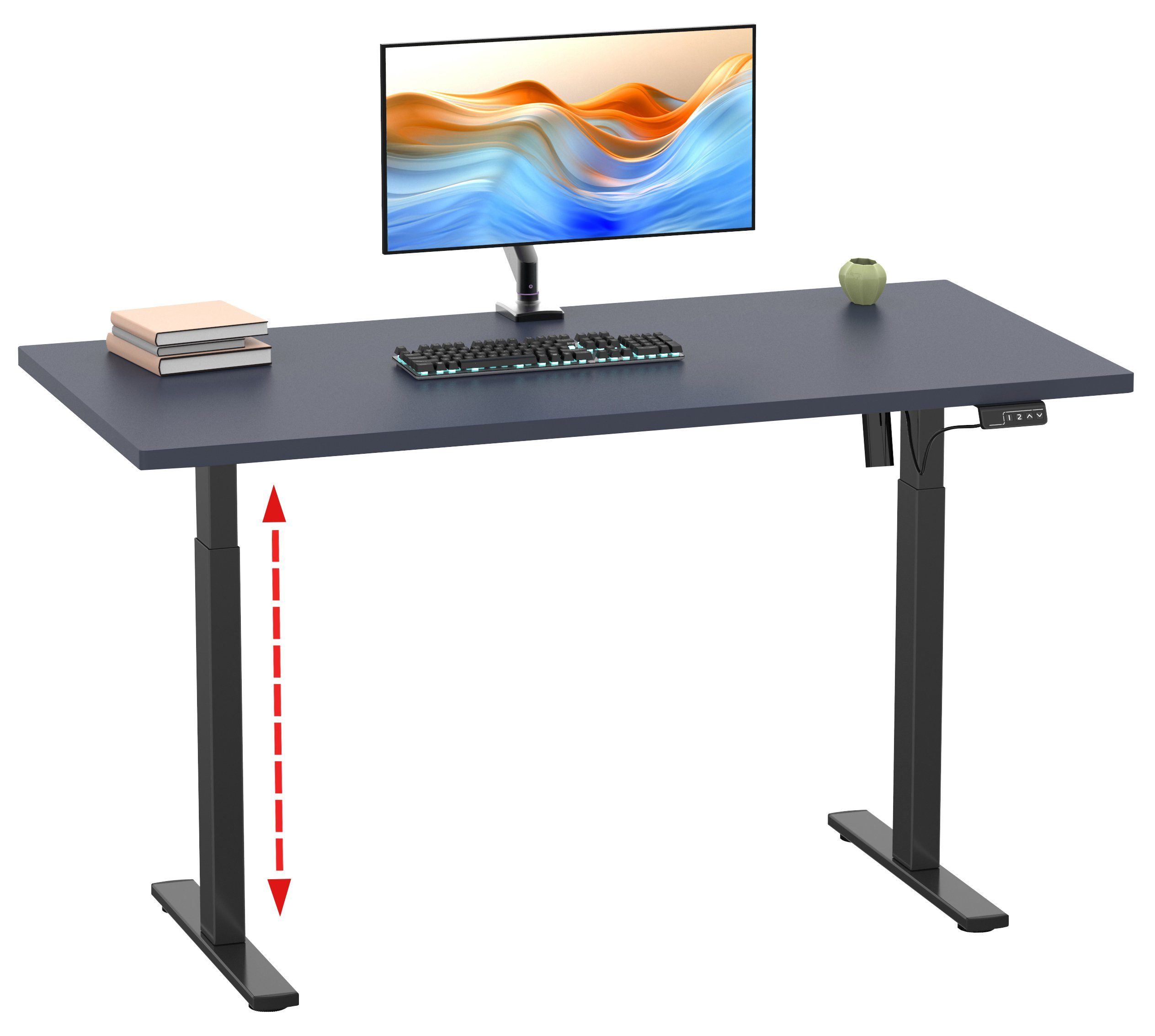 VCM Schreibtisch Höhenverstellbarer Schreibtisch Lona Anthrazit 140x50 Sw