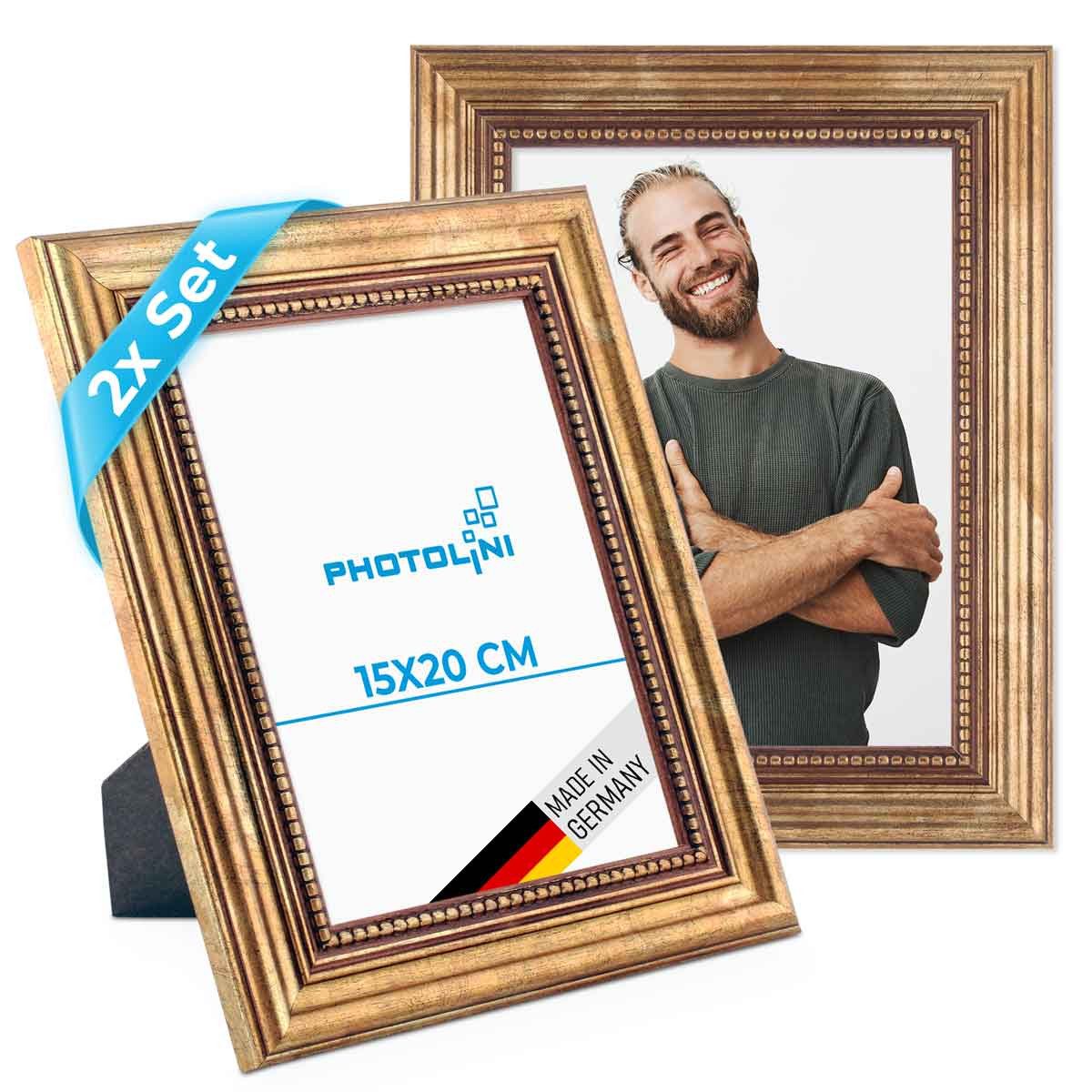 PHOTOLINI Bilderrahmen 2er Set Massivholz-Rahmen im edlen Barock-Design. Reduzierter Preis € 39,99. Unverbindliche Preisempfehlung € 45,99