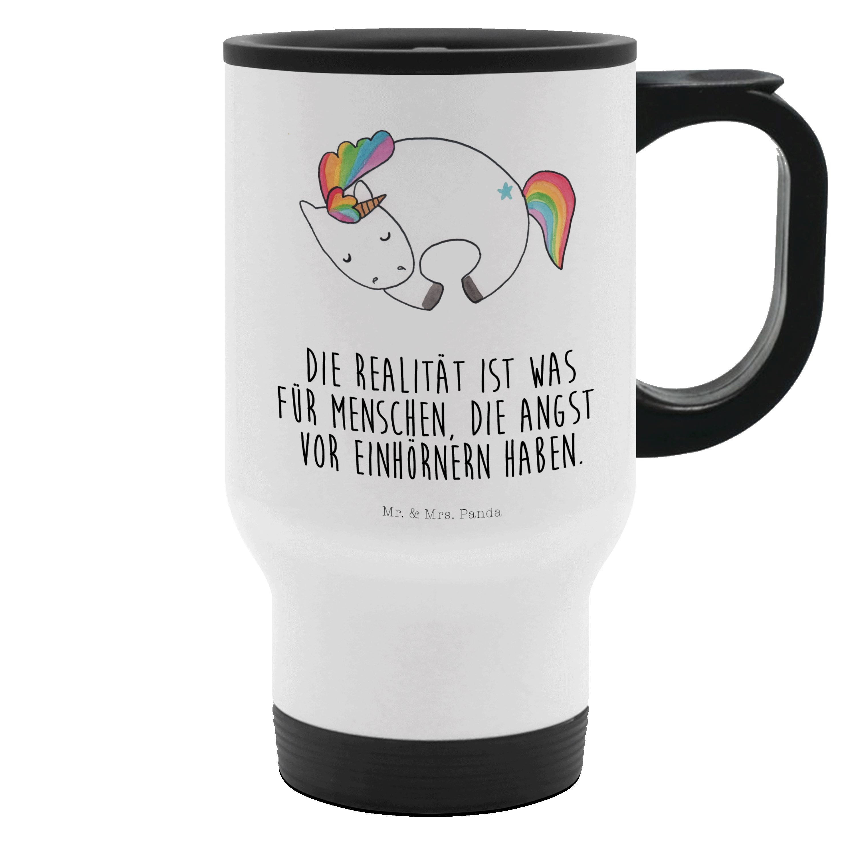Mr. & Mrs. Panda Thermobecher Einhorn Nacht, To-Go-Becher, Weiß, Unicorn, Thermobecher To Go, Kaffe, Edelstahl, Edelstahl-Thermobecher Einhörner Thermobecher Mit Motiv
