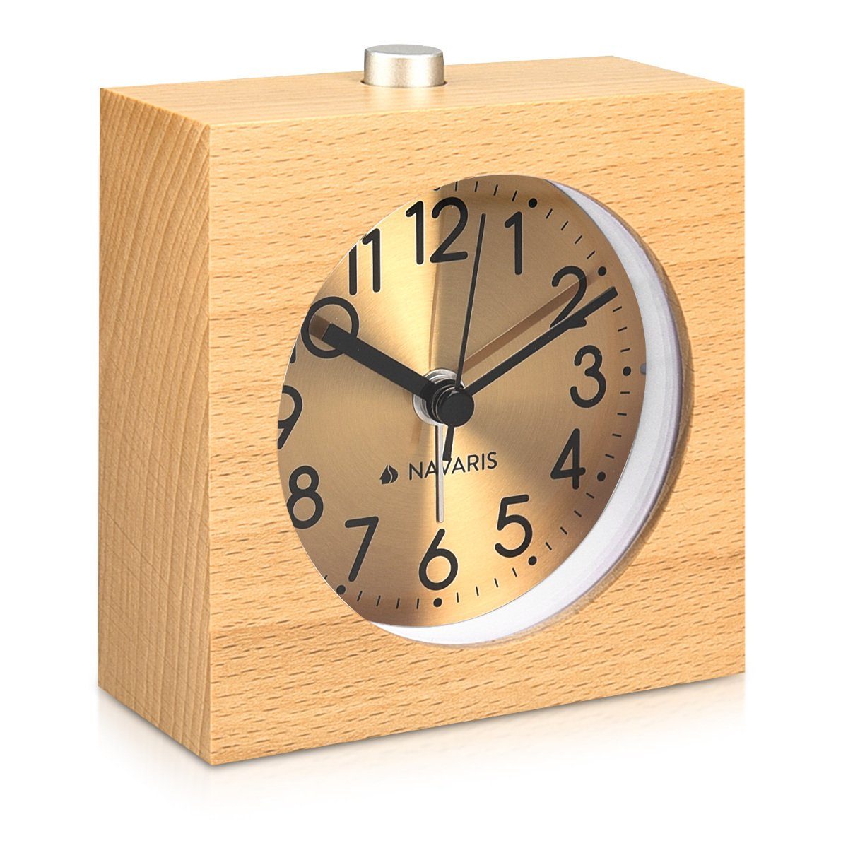 Navaris Wecker Analog Holz Wecker mit Snooze - Retro Uhr Quadrat mit  Ziffernblatt in Gold Alarm Licht - Leise Tischuhr ohne Ticken - Naturholz  online kaufen | OTTO