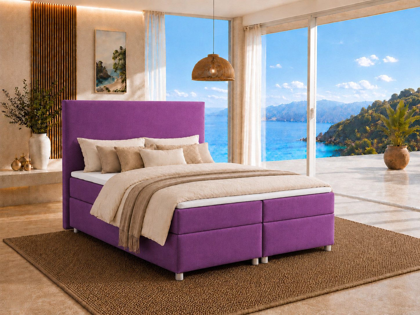 Best for Home Boxspringbett Amelia Polsterbett mit 7-Zonen-Taschenfederkernmatratze und Topper (Komplettset (Boxspringbett inkl. Matratze & Topper), 4-St., 140x200 160x200 180x200 200x200 cm), Handwerksqualität,TOP- Preis-Leistungs-Verhältnis