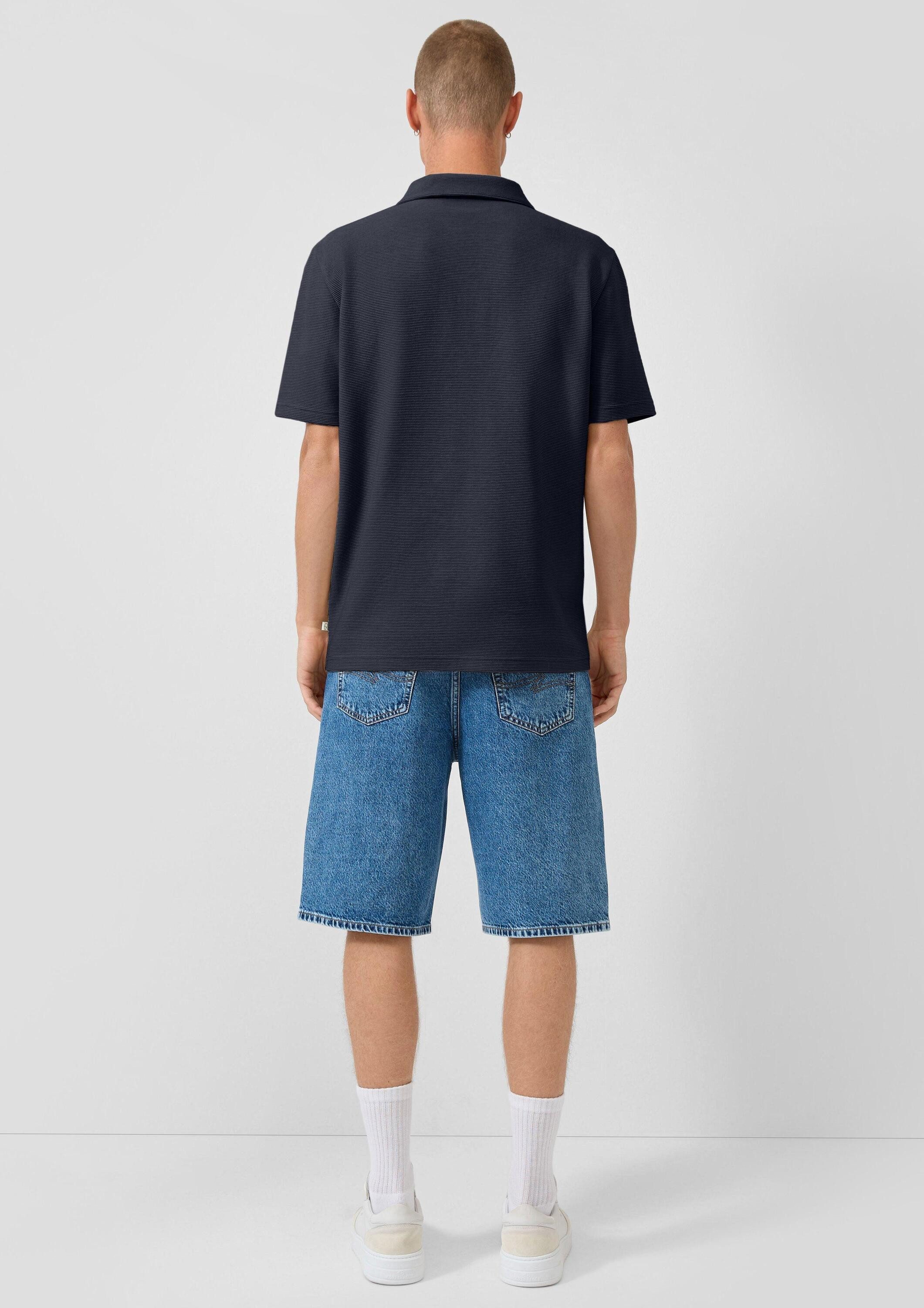 QS Kurzarmshirt Polo-Shirt Poloshirt mit Struktur