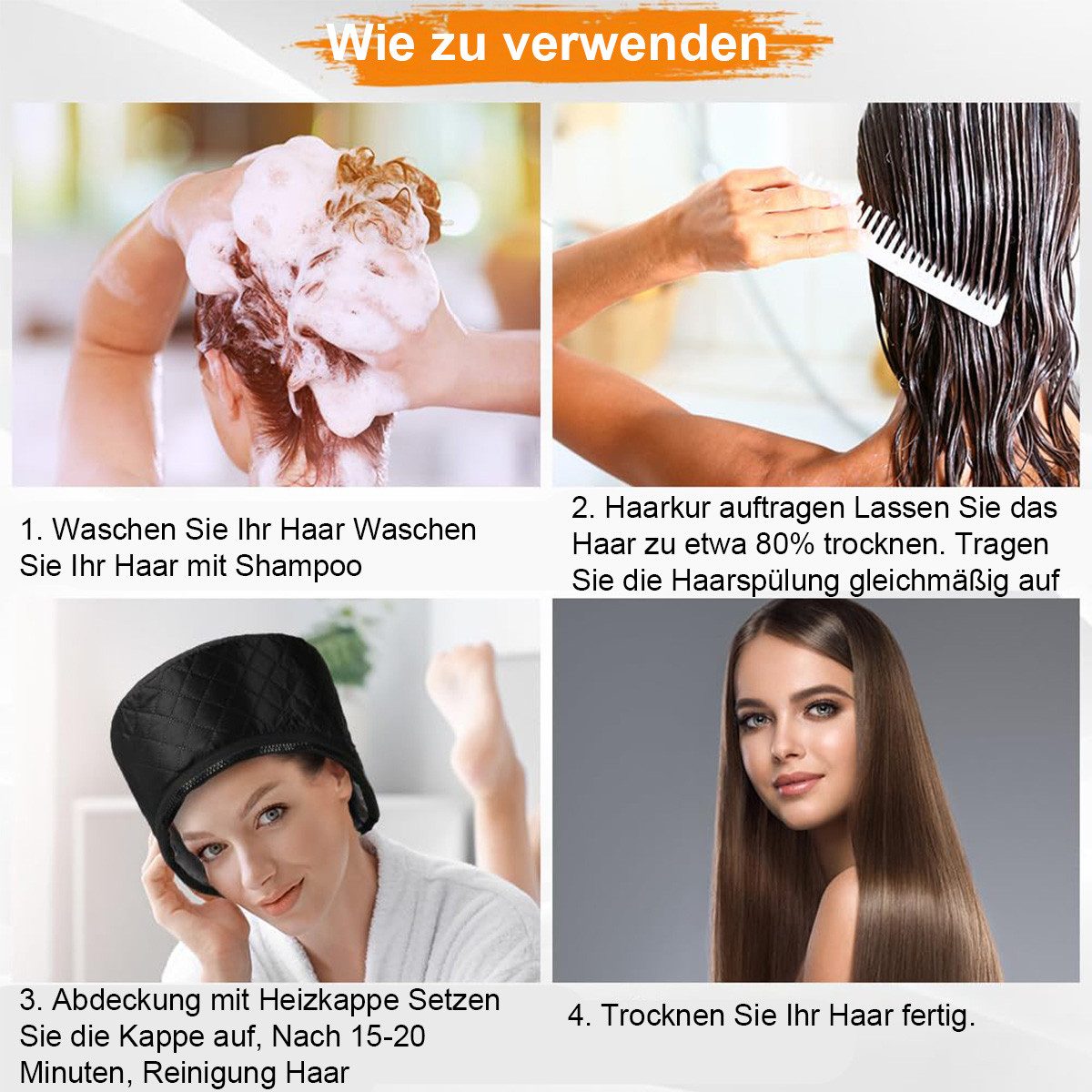 Welikera Haartrockenhaube Elektrische Haarpflege Kappe,Haarheizkappe für Tiefenpflegemittel, Zwei Heizstufen,gleichmäßige Erwärmung und Überhitzungsschutz