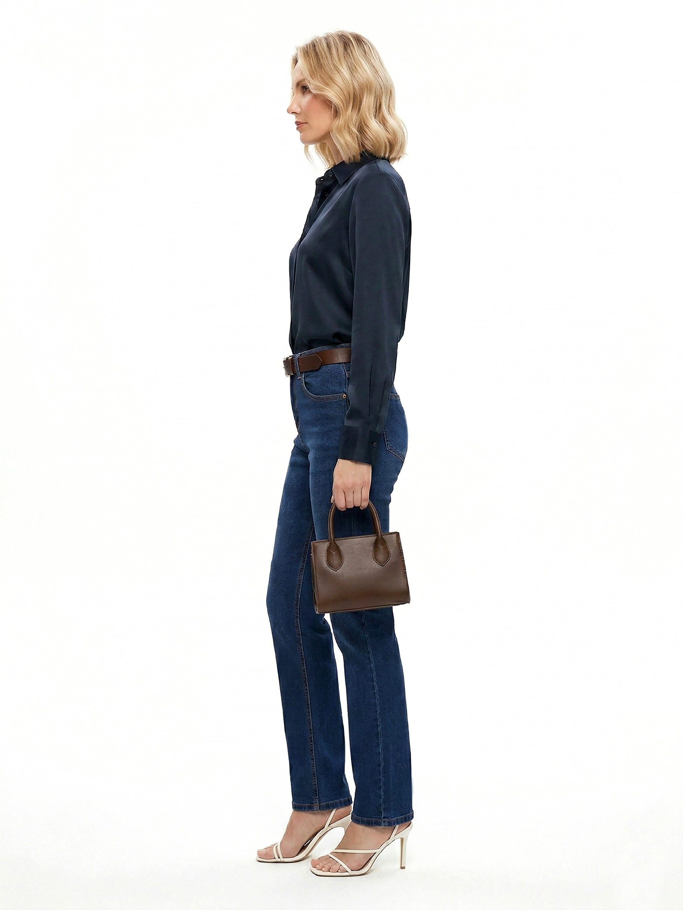 ESRA Straight-Jeans Stretch-Jeans Damen High Waist Jeans Straight Leg Hose günstig online kaufen