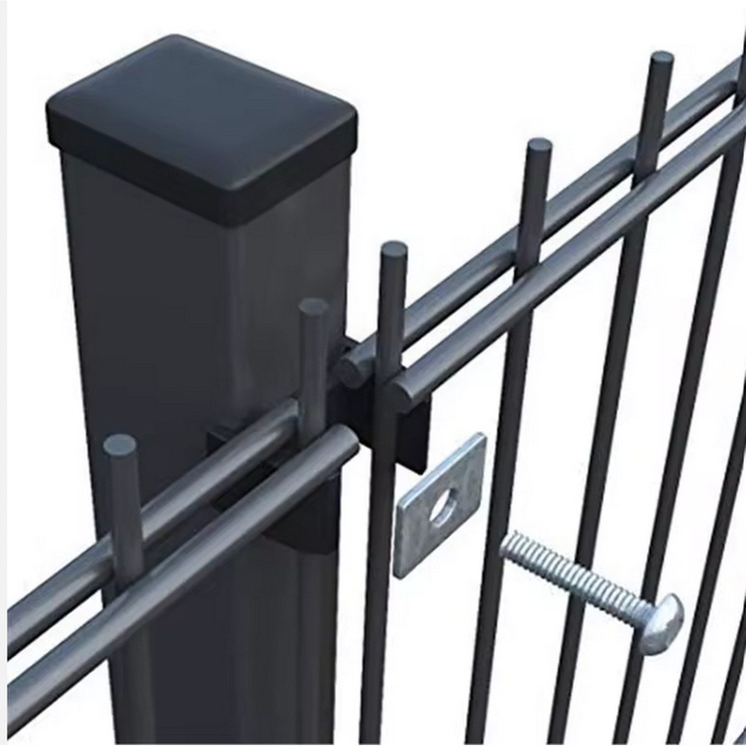 Terrasse2000 Doppelstabmattenzaun Doppelstabmattenzaun-Set (6/5/6), 63 cm, Anthrazit, 2,5 m Set