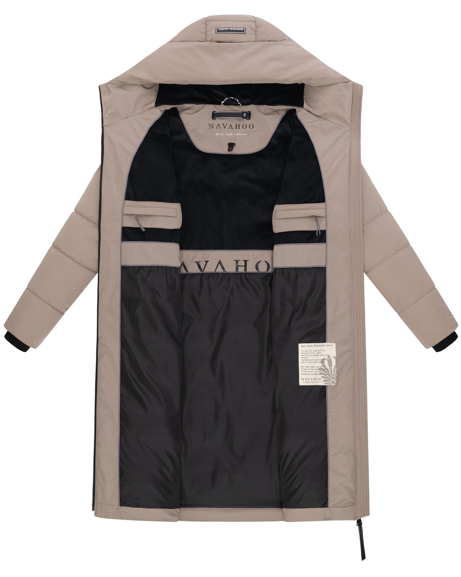 Navahoo Steppmantel Schokokuss XIV Warmer Damen gesteppter Wintermantel mit Kapuze – Bild 5 von 5