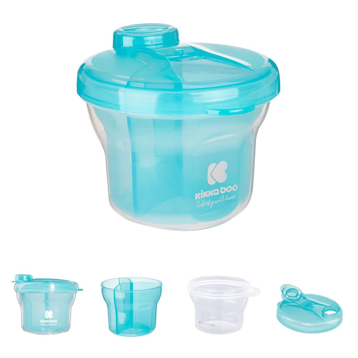 Kikkaboo Vorratsdose Milchpulverbehälter 2 in 1, Kunststoff, (1-tlg), Silikon, Kunststoff, Deckel, Schutzdeckel, griff, leicht zu reinigen