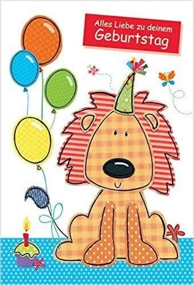FASHION Glückwunschkarte Löwe - Grußkarten Geburtstagskarten HOME - Kindergeburtstag