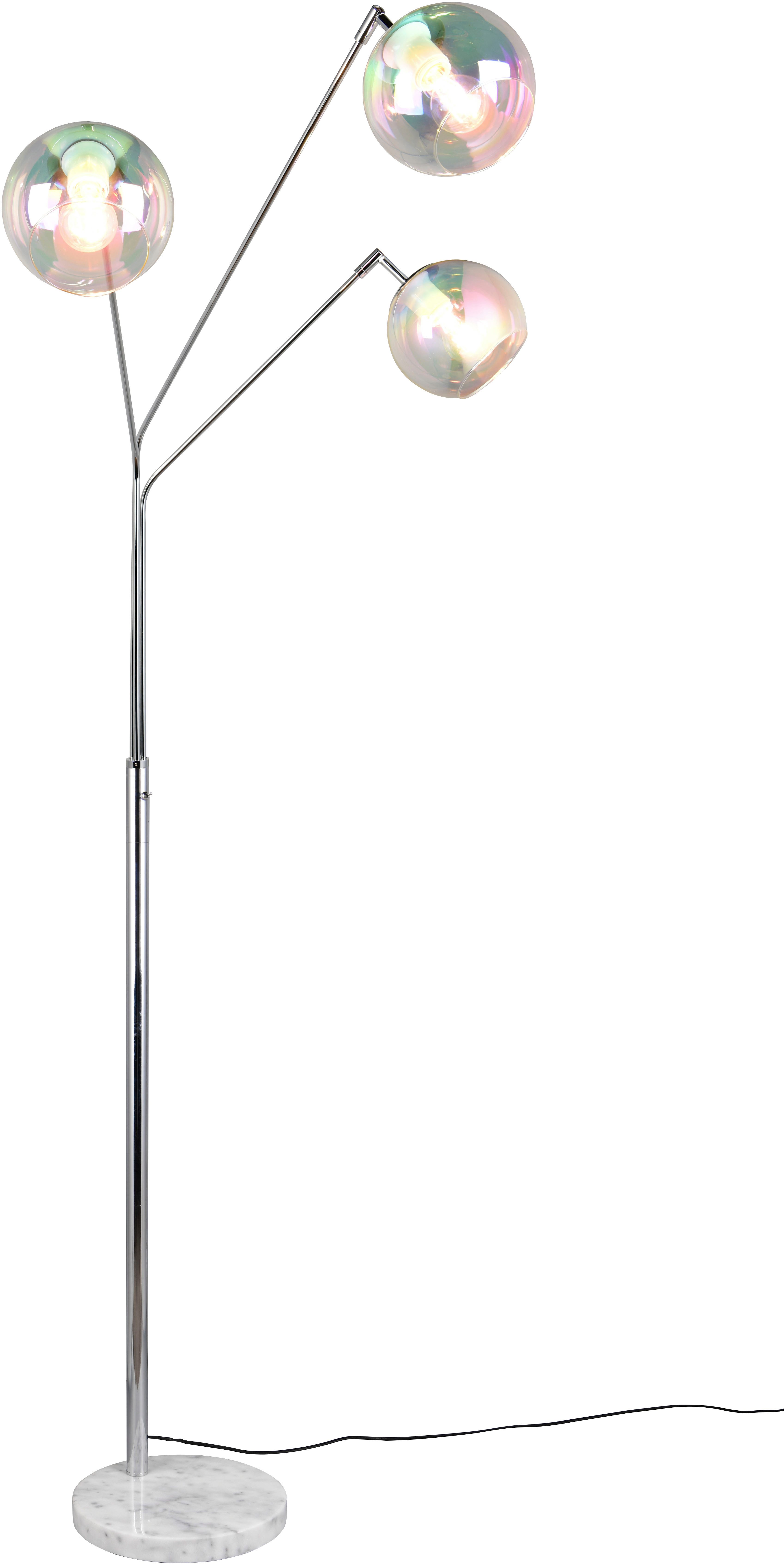 TRIO Leuchten Stehlampe PAXTON, dreiflammige Stehleuchte, Glas Лампыschirme, Arme verstellbar, Ein-/Ausschalter, Leuchtmittel wechselbar, warmweiß - kaltweiß, exkl. 3x E27 max 10W, Höhe 200cm Breite 67cm, Kippschalter, 2m Kabel