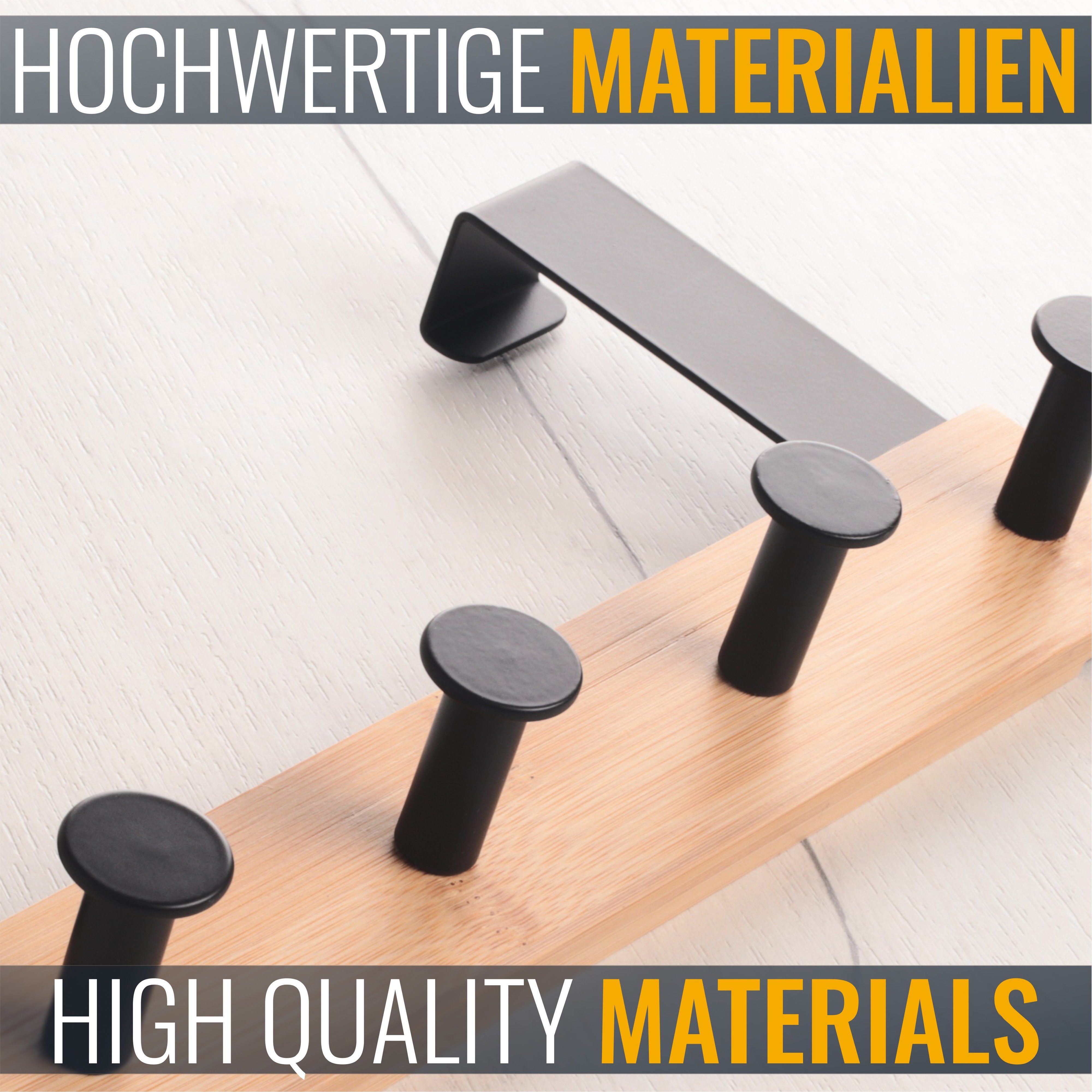 RICOO Garderobenleiste Tür Hakenleiste Hängegarderobe Türhakenleiste aus Bambus Stahl 4 Haken (1-er Set / 1 Stk. / MH029N-4, 1 St., Türgarderobe Garderobenhaken Tür Hakenleiste Platzsparende Garderobe), Garderobe ohne Bohren Kleiderhaken Tür bis max 23mm Türbreite