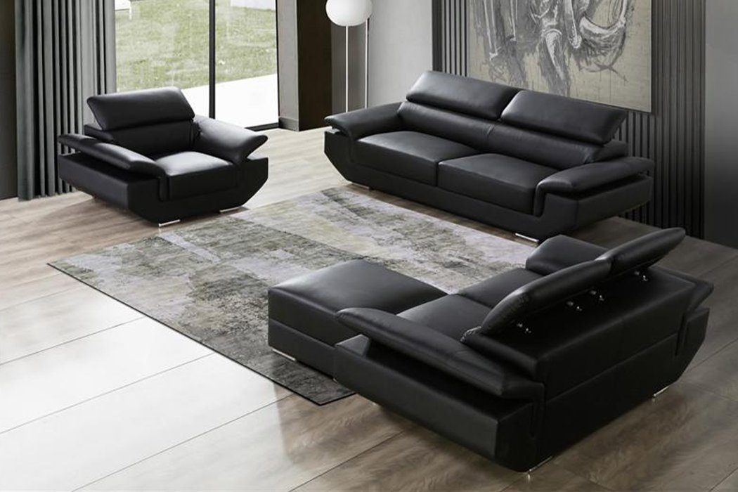 Neu, Made Schwarz Sofa Sitzer Moderne Sofagarnitur luxus 3+1+1 JVmoebel Europe Design in