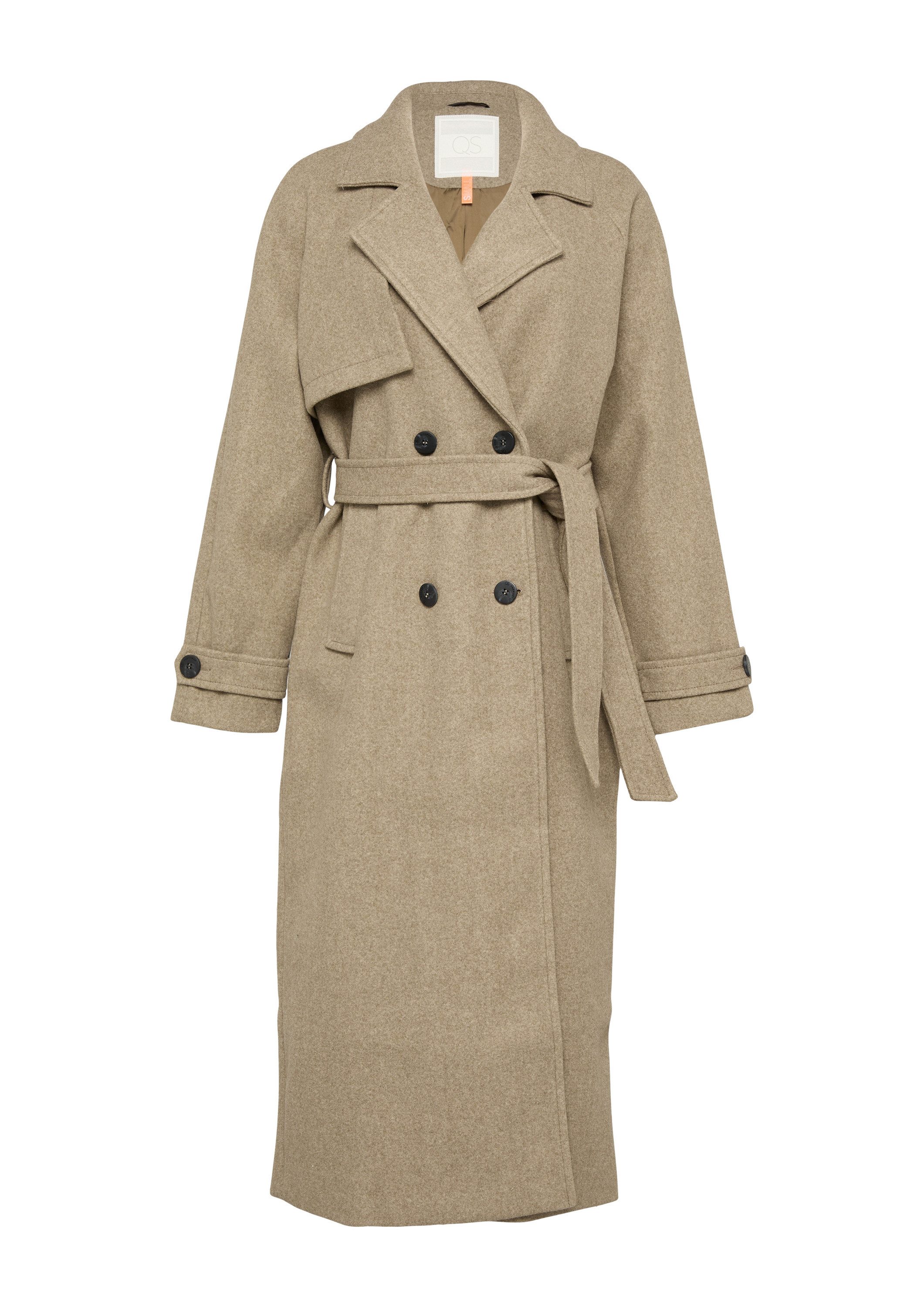 QS Trenchcoat Outdoor-Mantel Trenchcoat in Wolloptik günstig online kaufen