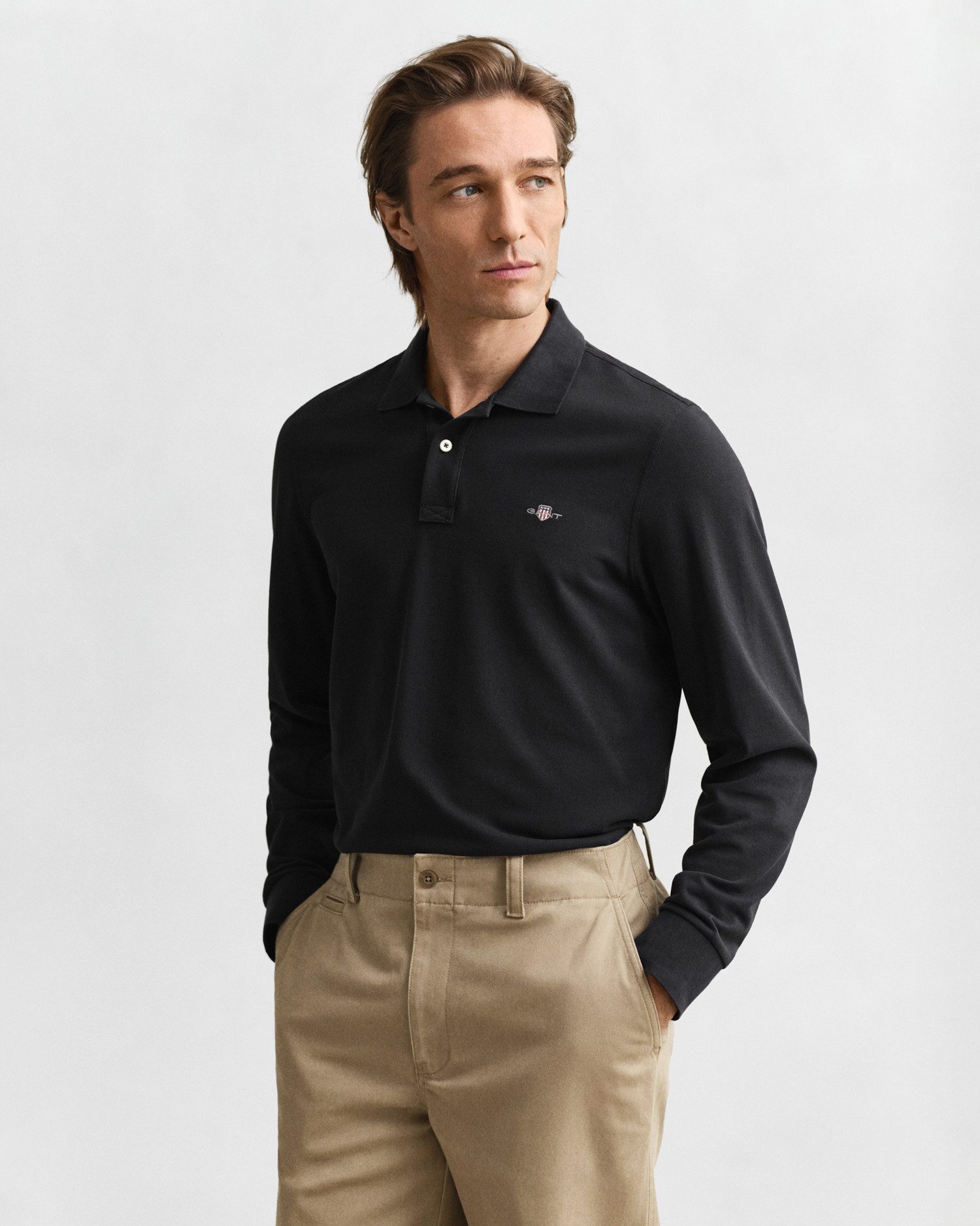 Gant Poloshirt REG SHIELD LS PIQUE RUGGER mit Logotickerei auf der Brust – Bild 3 von 5